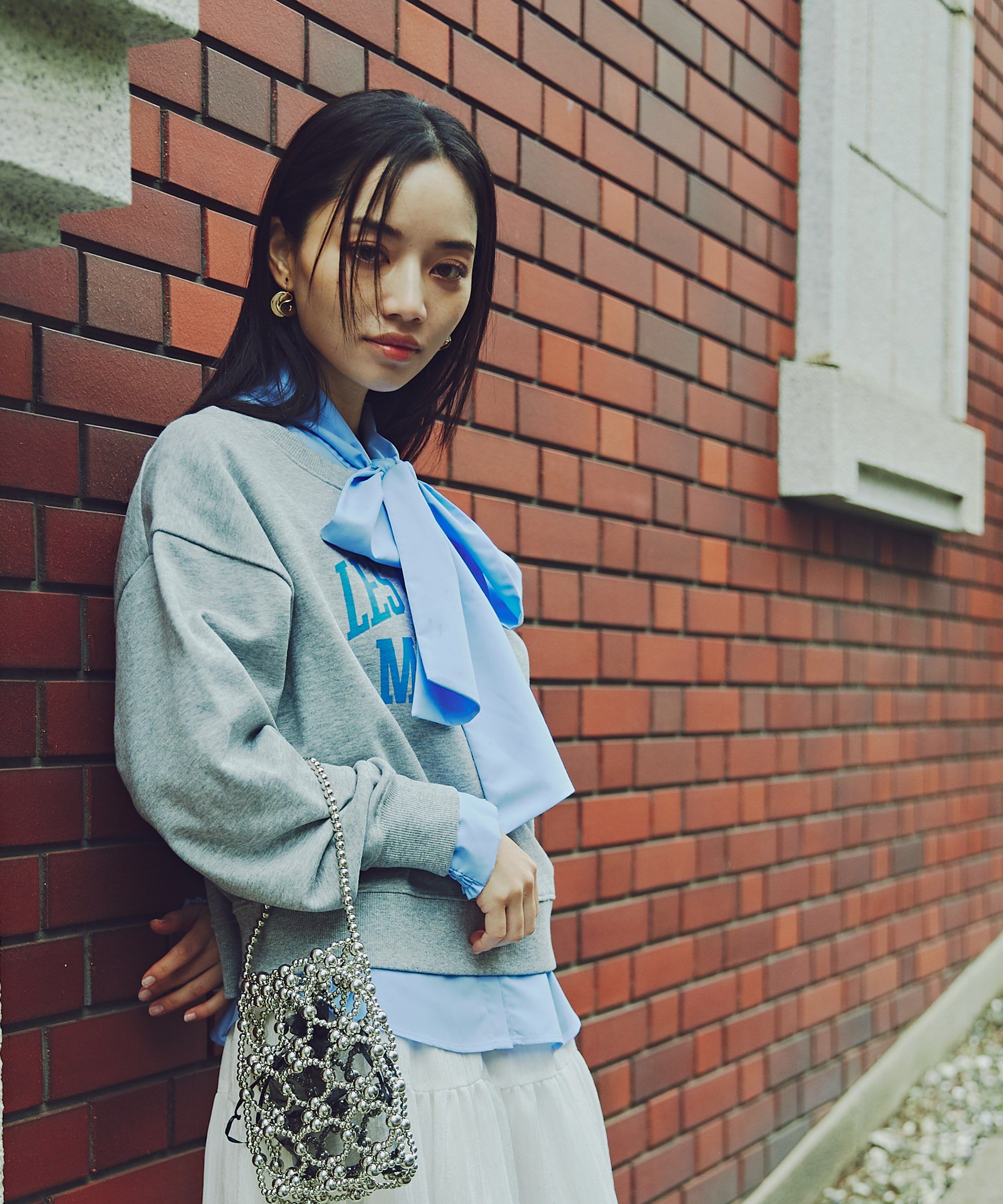 PROPORTION BODY DRESSING「ビッグリボンシャツ」|シャツ・ブラウス|ブルー