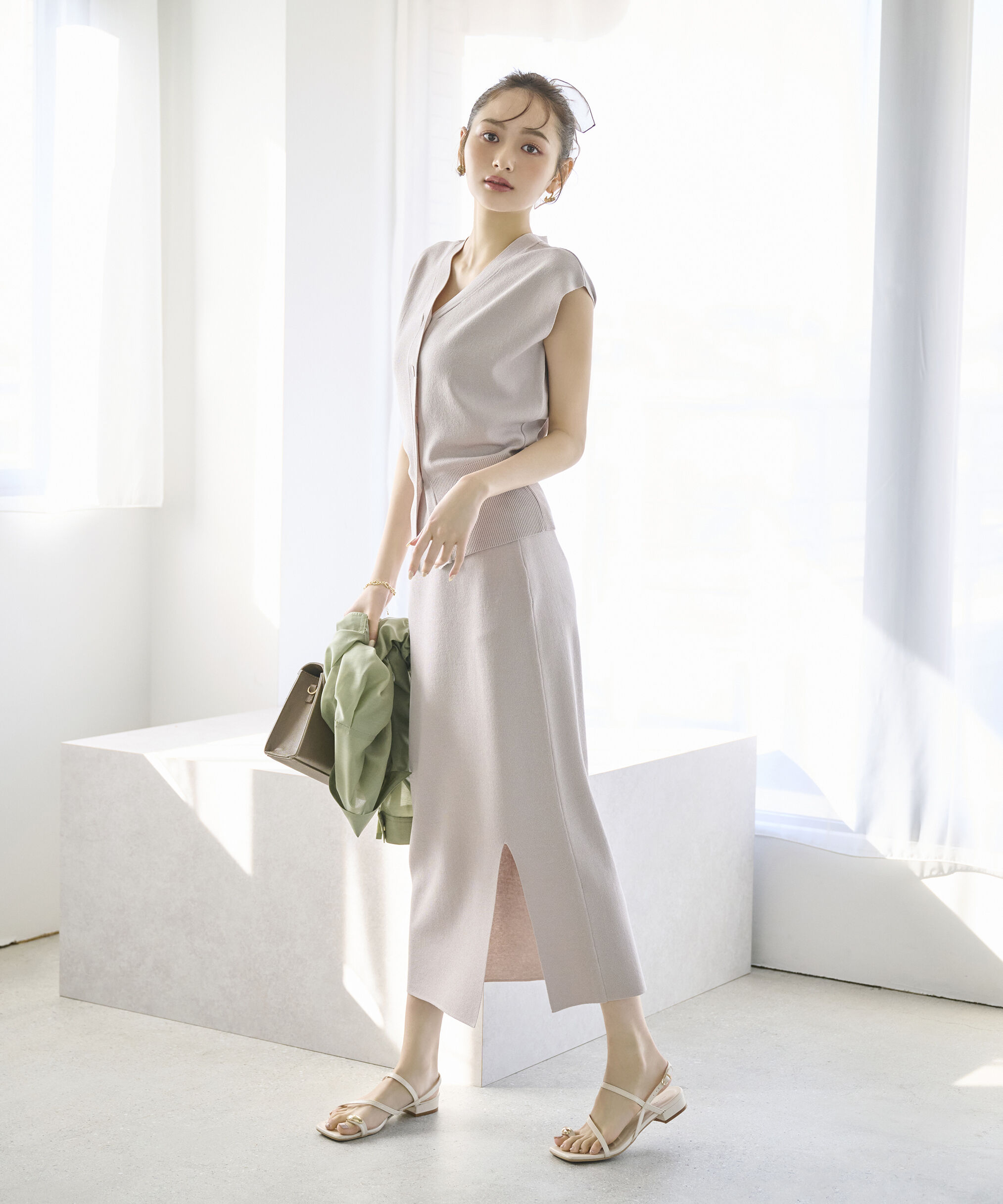 PROPORTION BODY DRESSING「スリットナローニットSET UP」|ワンピース|