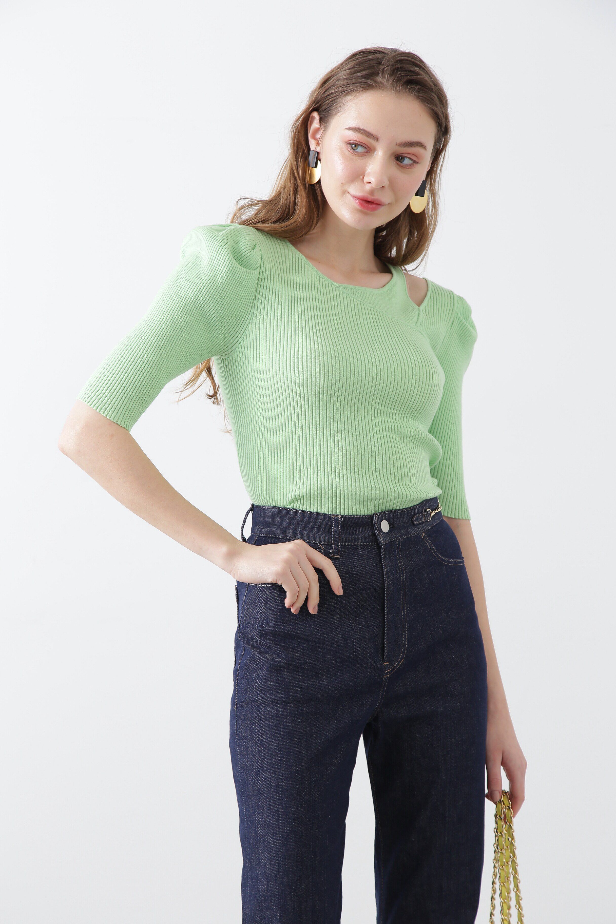  「◆アシンメトリーネックニットトップス」|ニット・セーター|