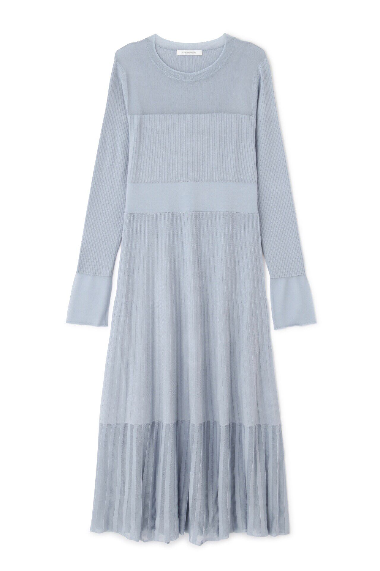  「◆シアーコンビフレアーニットワンピース」|ワンピース|