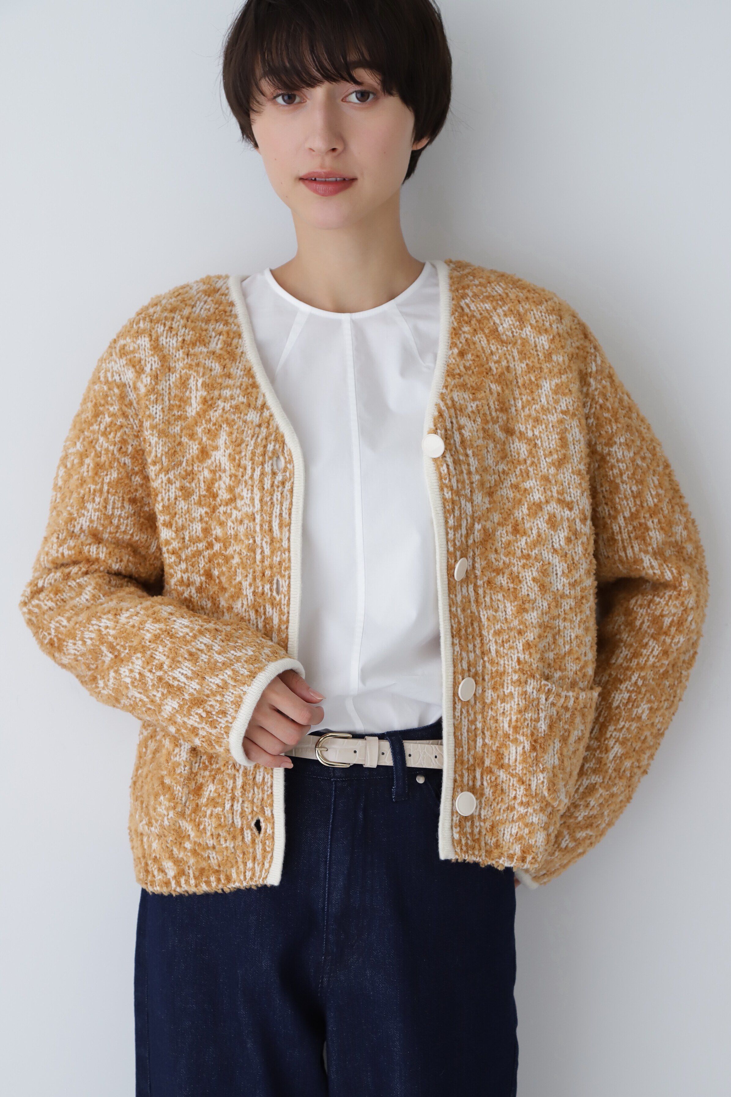  「◆フェザーミックスニットカーディガン」|ニット・セーター|ベージュ