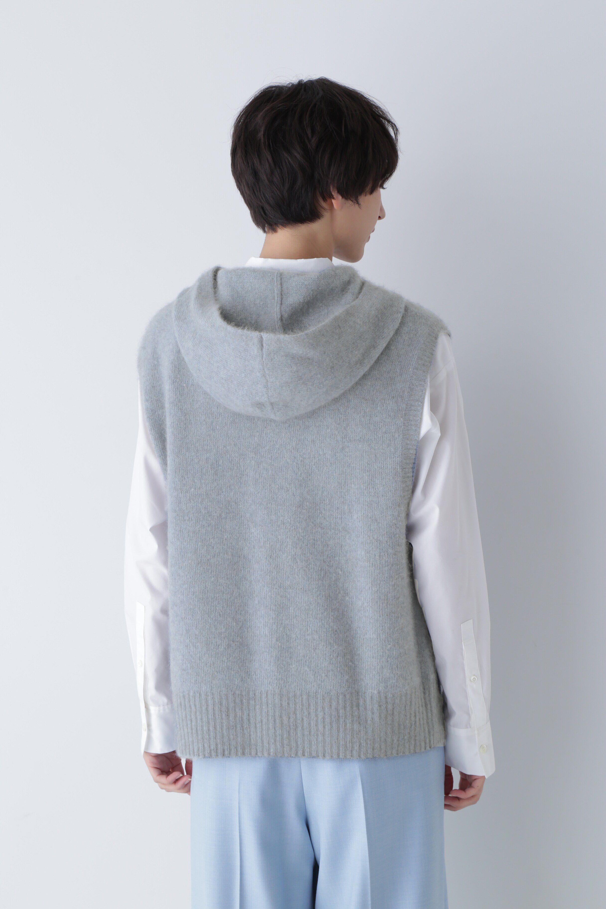  「フード付きニットベスト」|ニット・セーター|