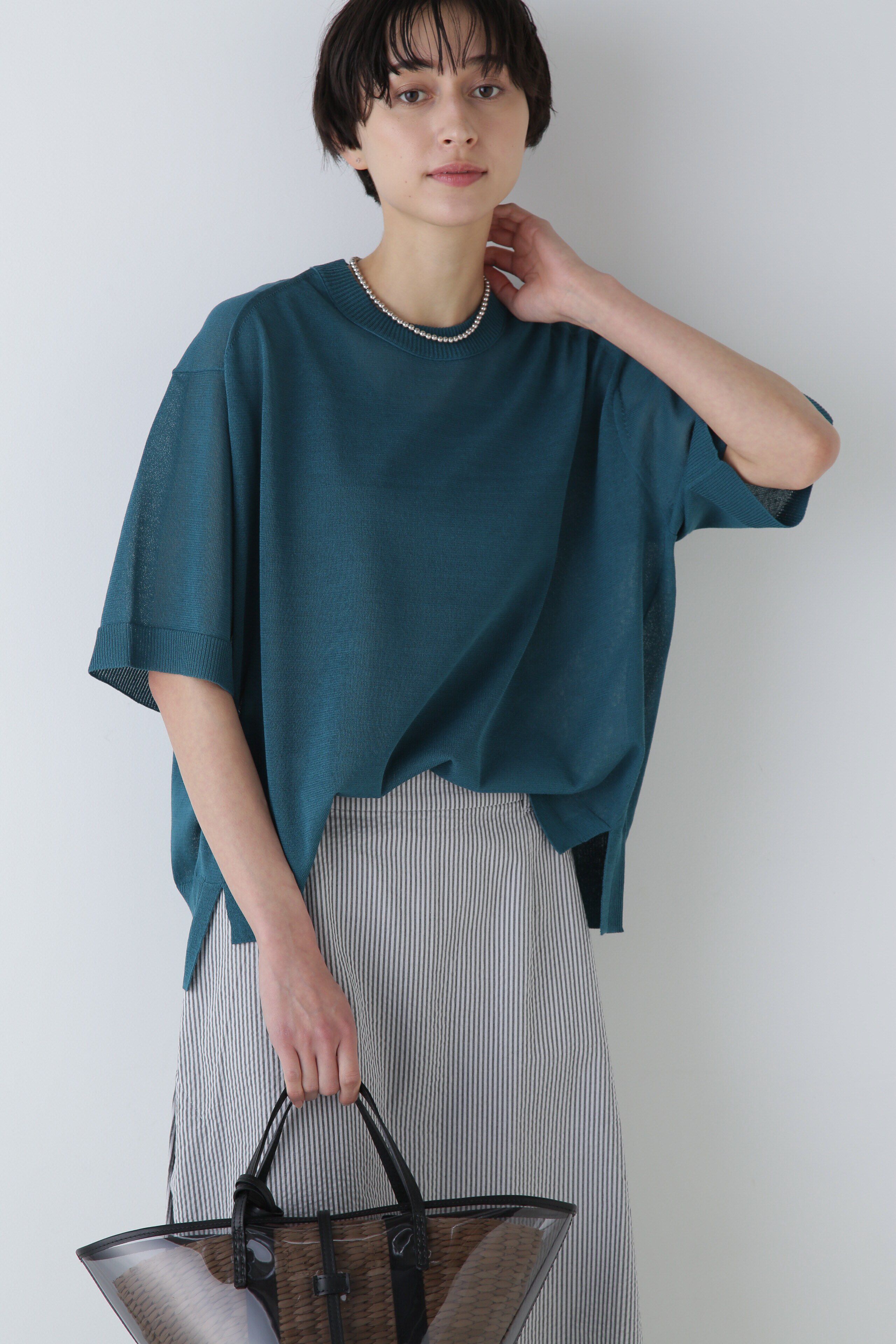  「◆シアーハイゲージニットプルオーバー」|ニット・セーター|グリーン