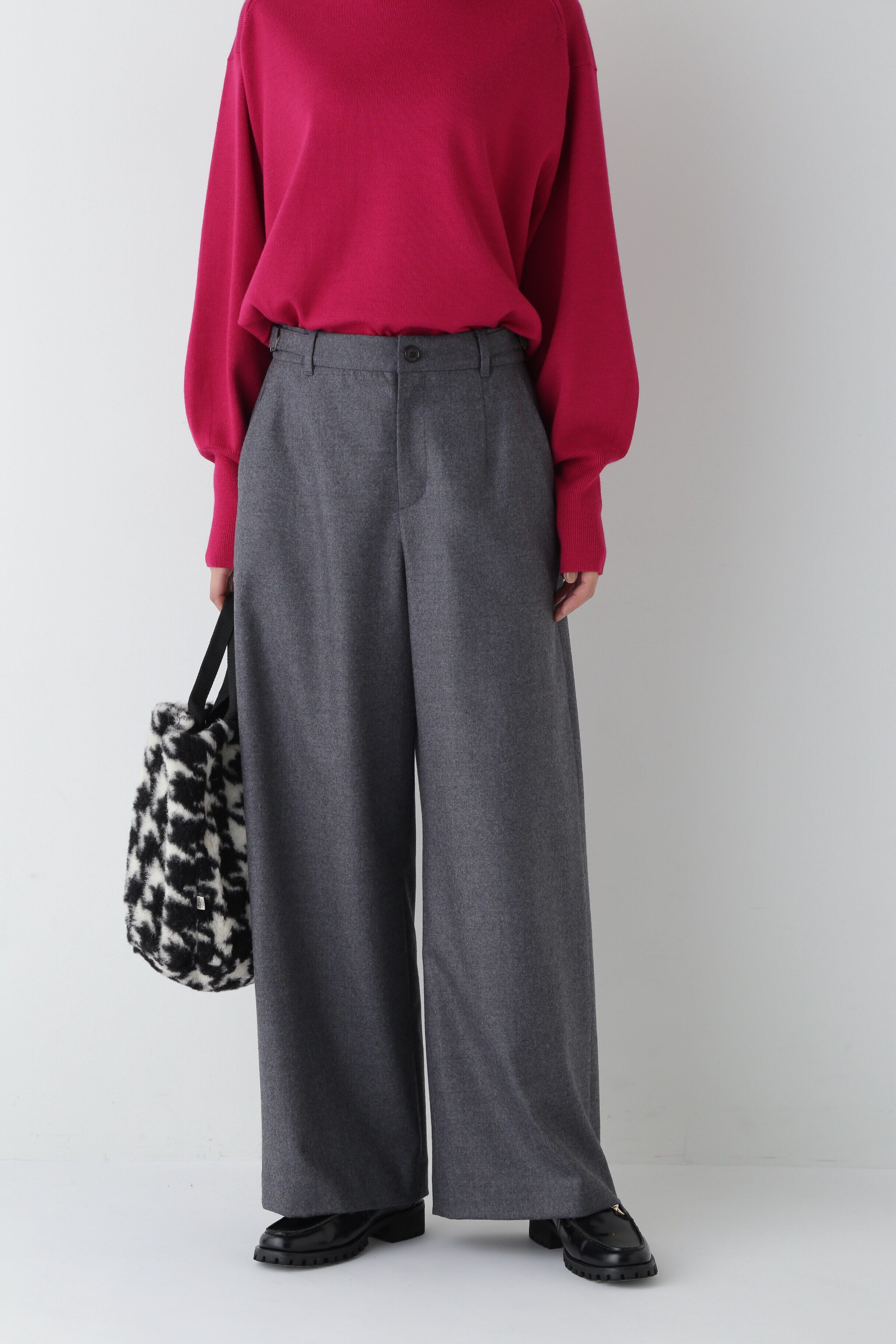  「◆ライトフラノセミワイドパンツ」|その他|チャコール1