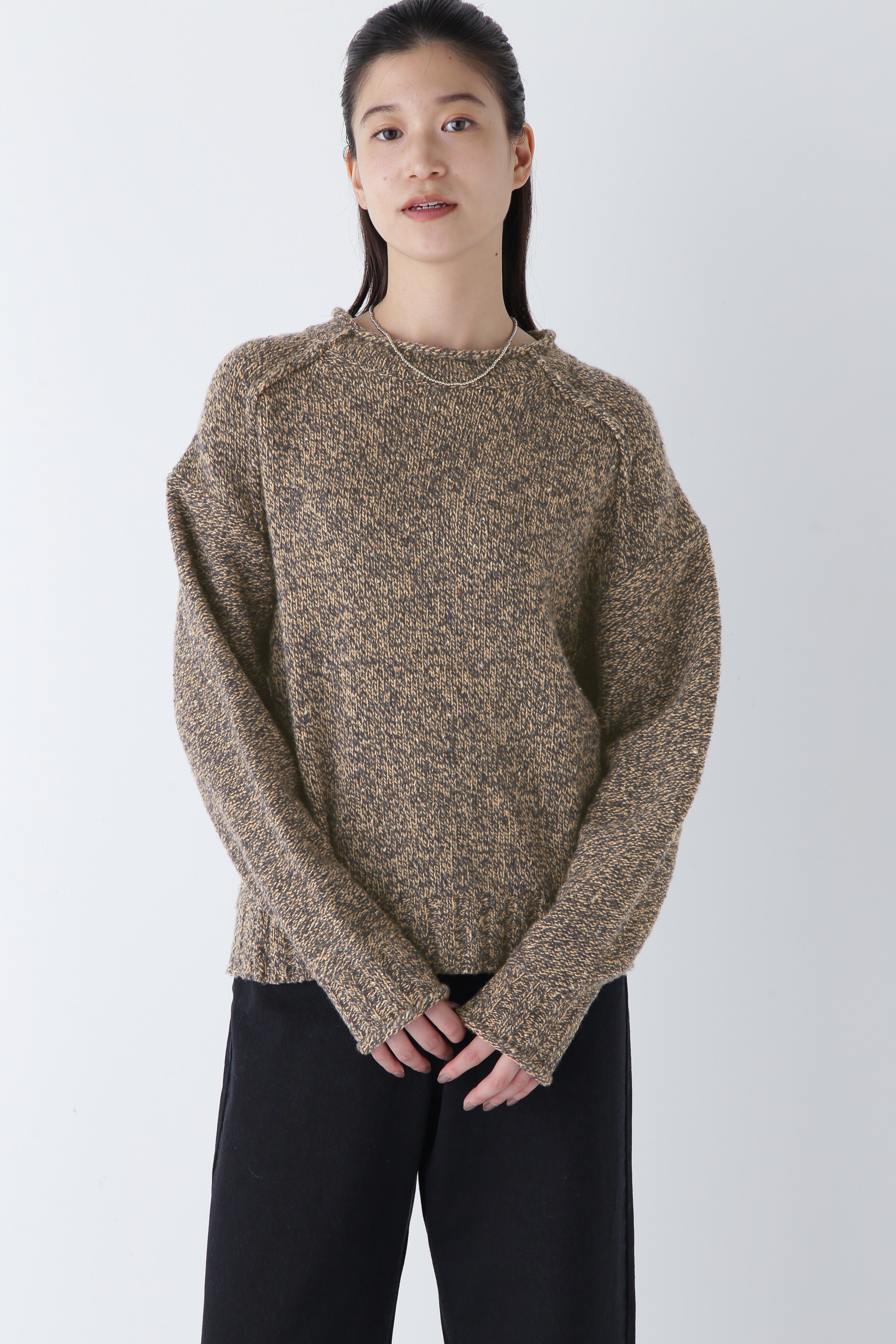  「◆ウールミックスハイネックニットプルオーバー」|ニット・セーター|ネイビーMIX