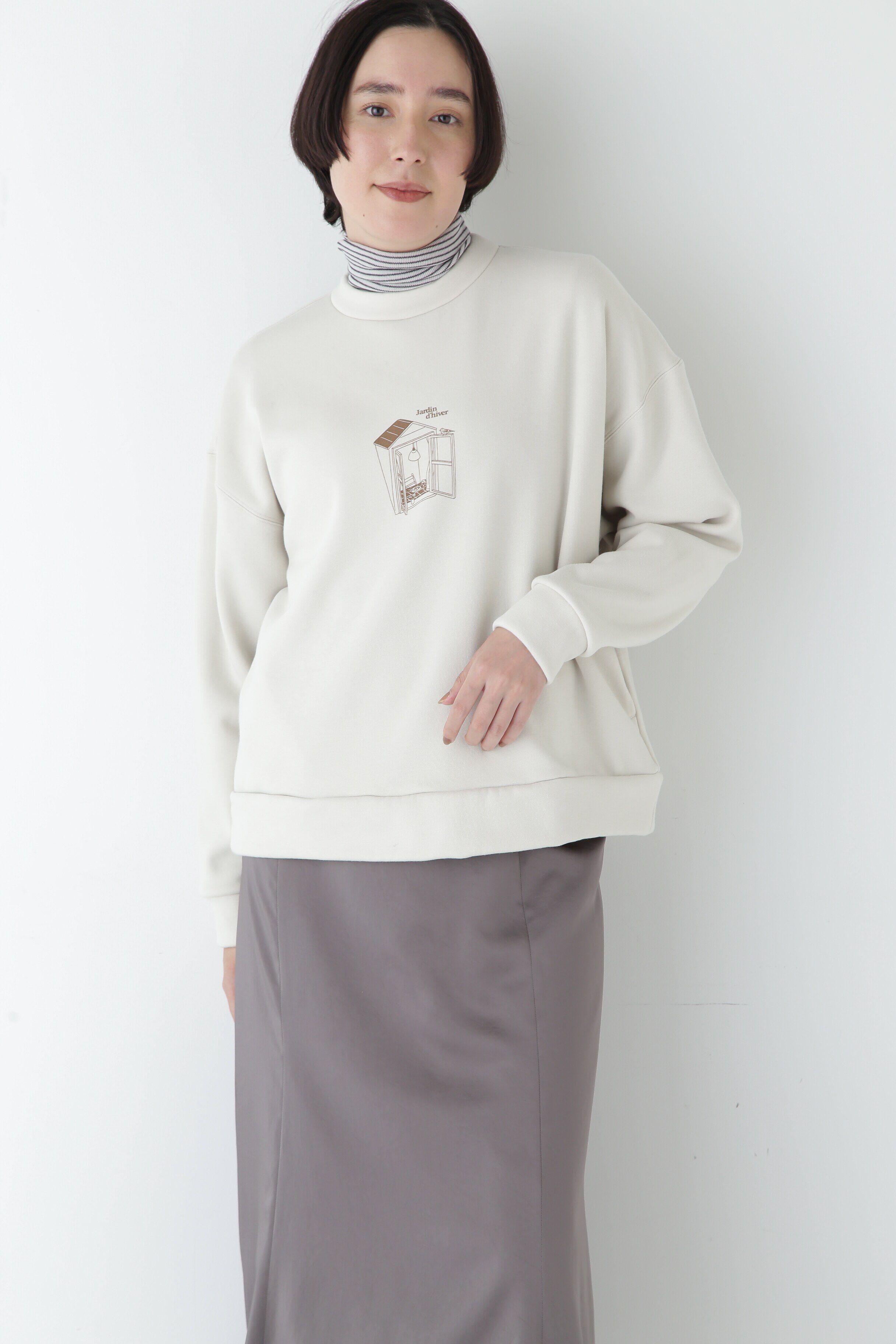  「Ｙｕｎｏｓｕｋｅコラボイラストプリントボトルネックスウェット」|Tシャツ・カットソー|エクリュ1