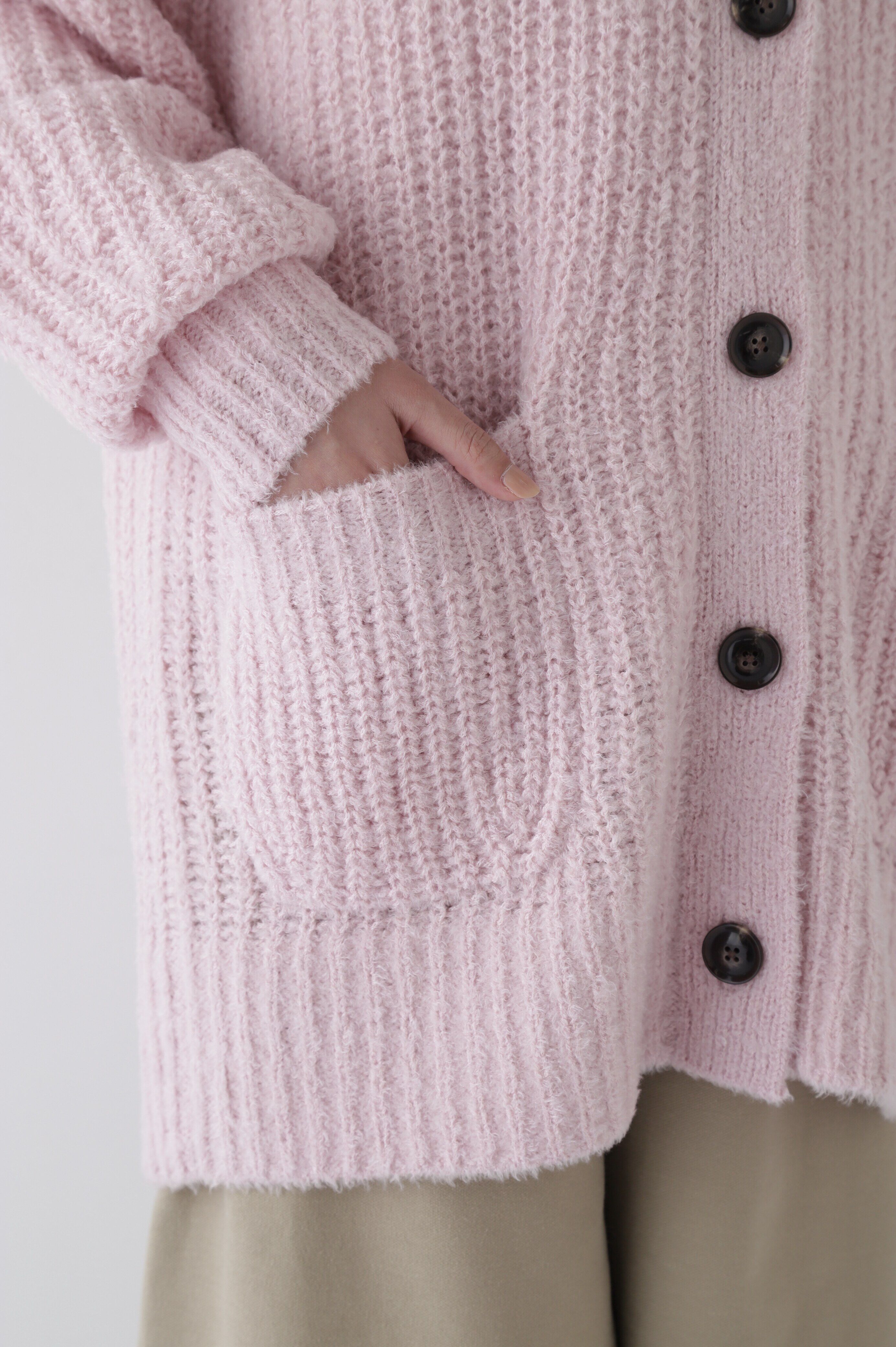  「ブークレ片畦2WAYはおりロングVer」|ニット・セーター|