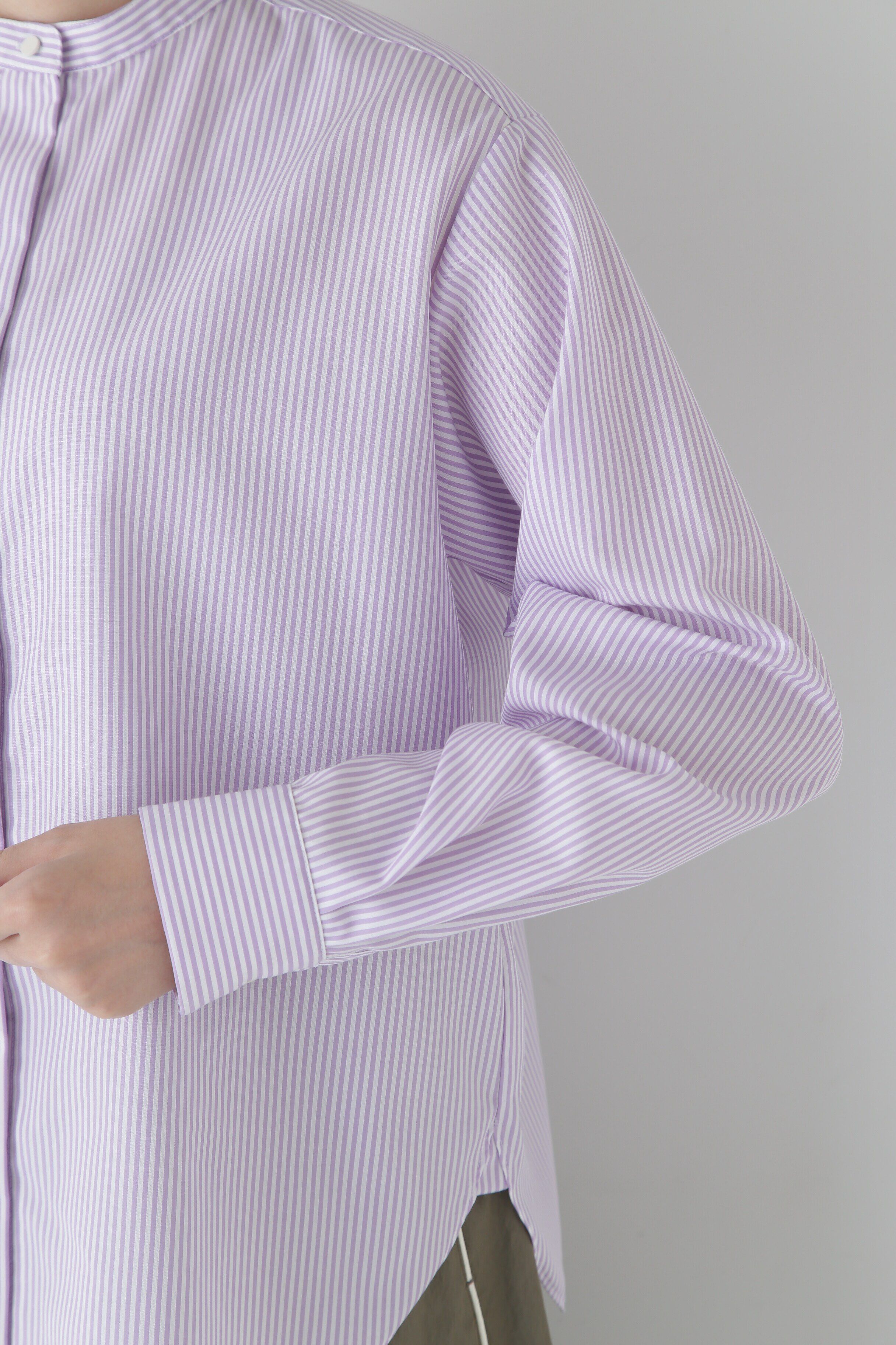  「◆コットンロンストバンドカラーブラウス」|シャツ・ブラウス|