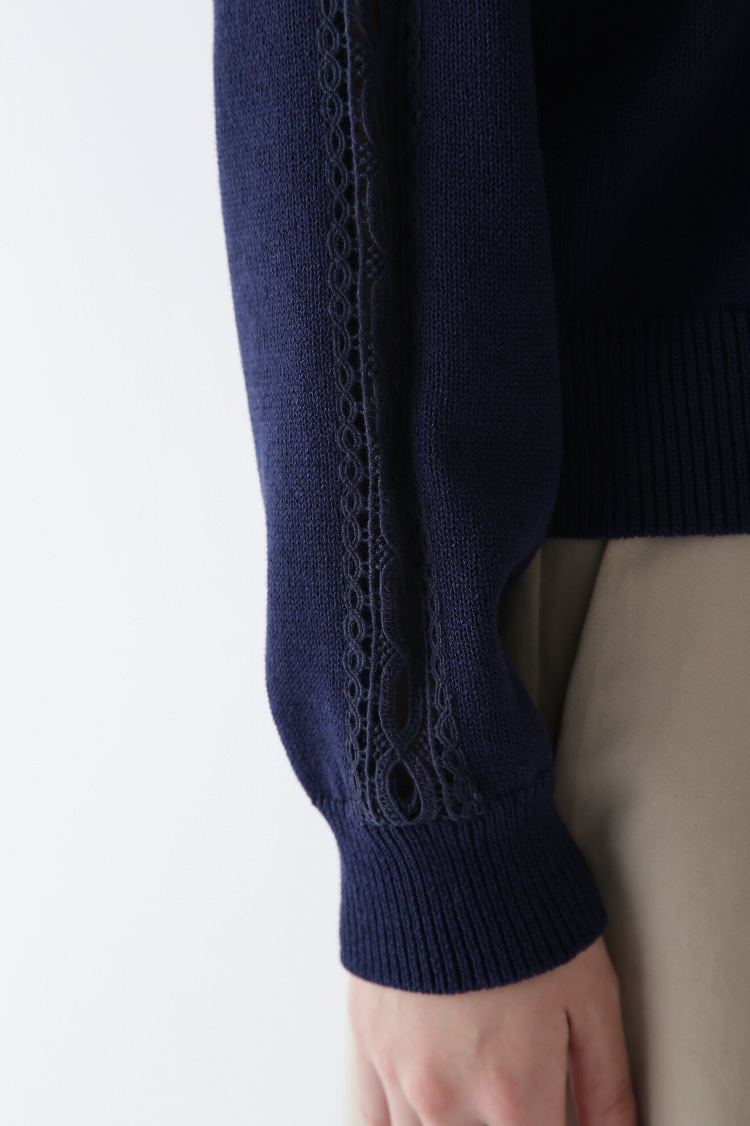  「◆【ウォッシャブル】レースドッキングニットプルオーバー」|ニット・セーター|