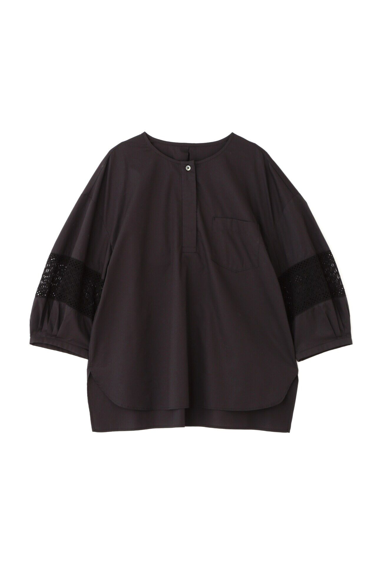  「◆コットンツイルレースドッキングブラウス」|シャツ・ブラウス|