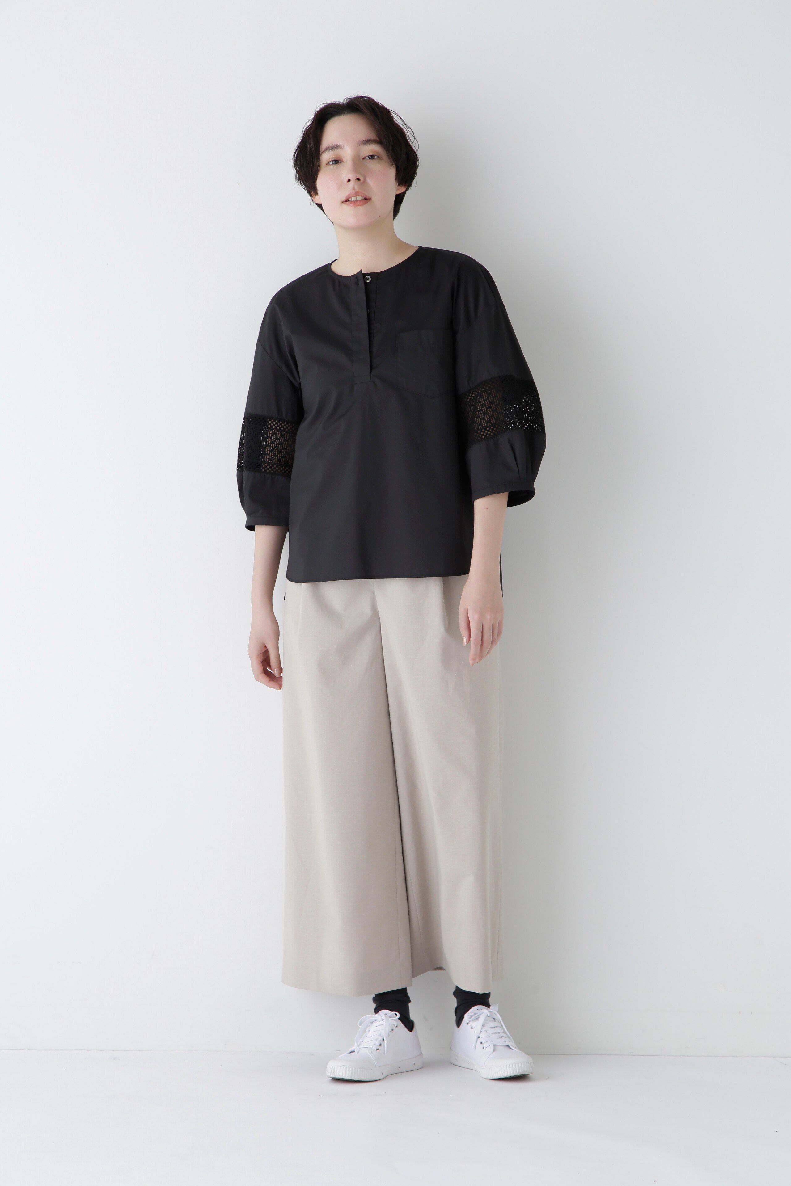  「◆コットンツイルレースドッキングブラウス」|シャツ・ブラウス|