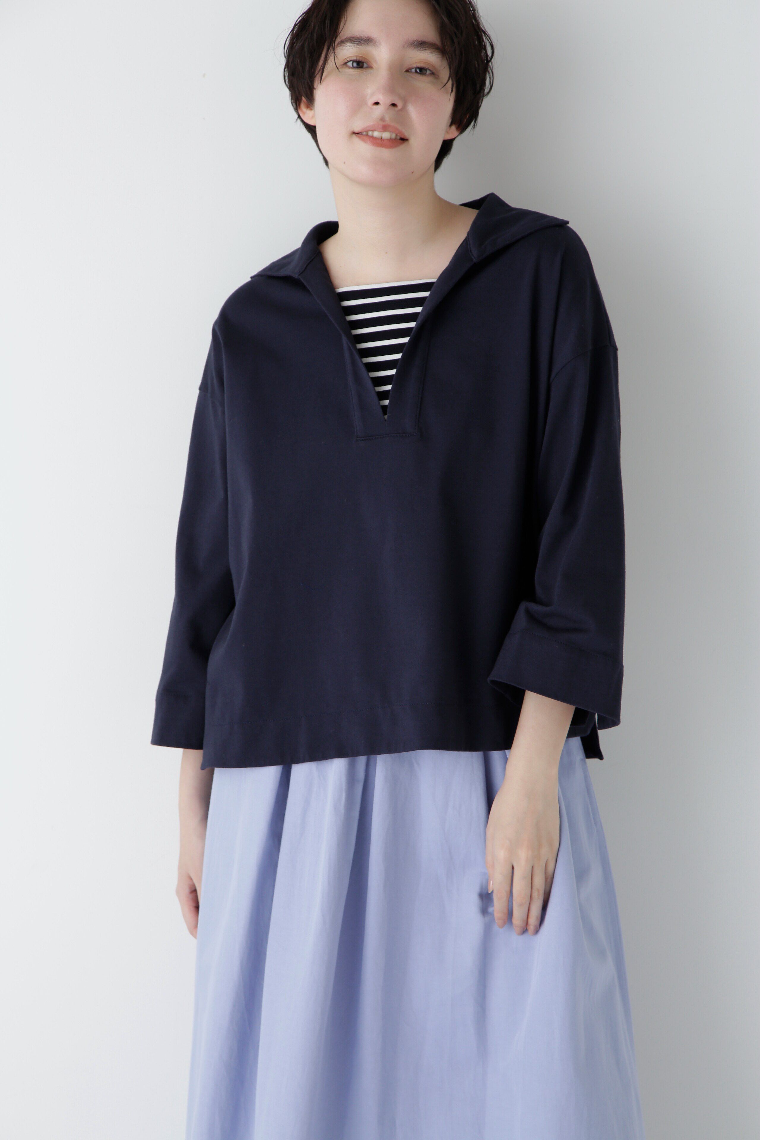  「◆【接触冷感】コットンポリエステルプレーティング天竺カットソー」|Tシャツ・カットソー|ネイビーボー