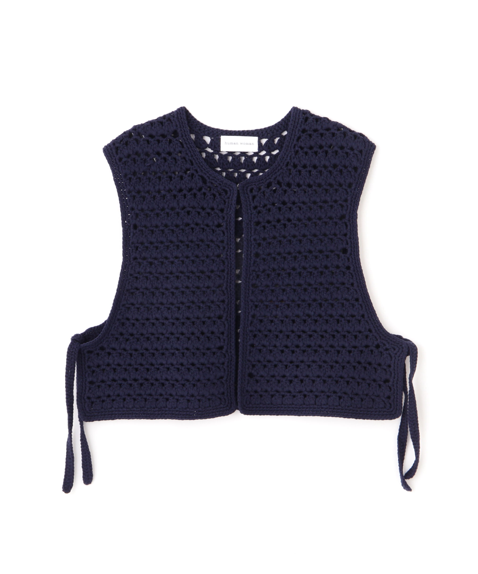  「◆【ウォッシャブル】コットンクロシェベスト」|ニット・セーター|