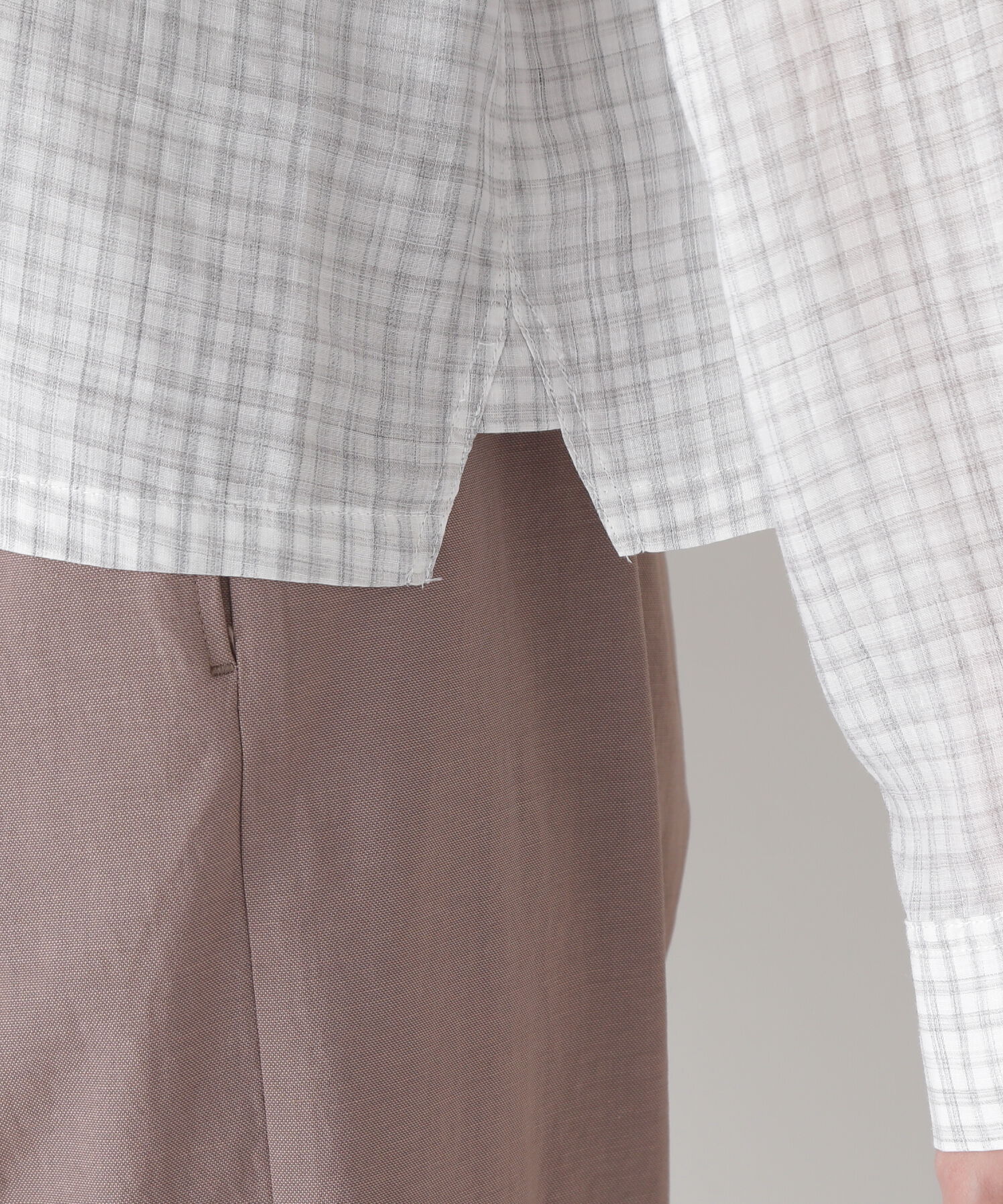  「◆ラミーバンドカラーギンガムシャツブラウス」|シャツ・ブラウス|