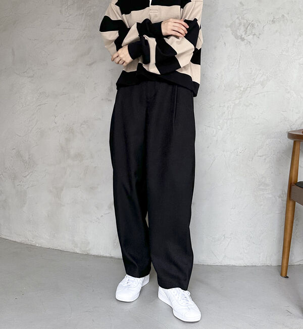 Doux archives「ワンタックカーブパンツ」|チノ|BLACK