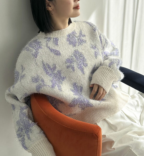 Doux archives「フラワーラメジャガードニット」|ニット・セーター|