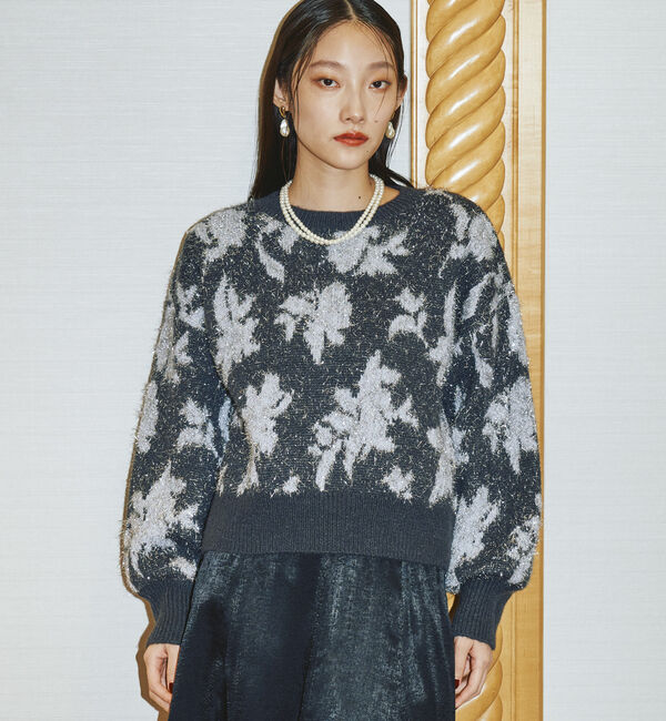 Doux archives「フラワーラメジャガードニット」|ニット・セーター|