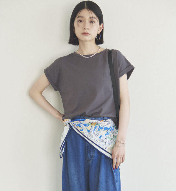 Doux archives「袖折り返しＴシャツ」|Tシャツ・カットソー|CHARCOAL GRAY