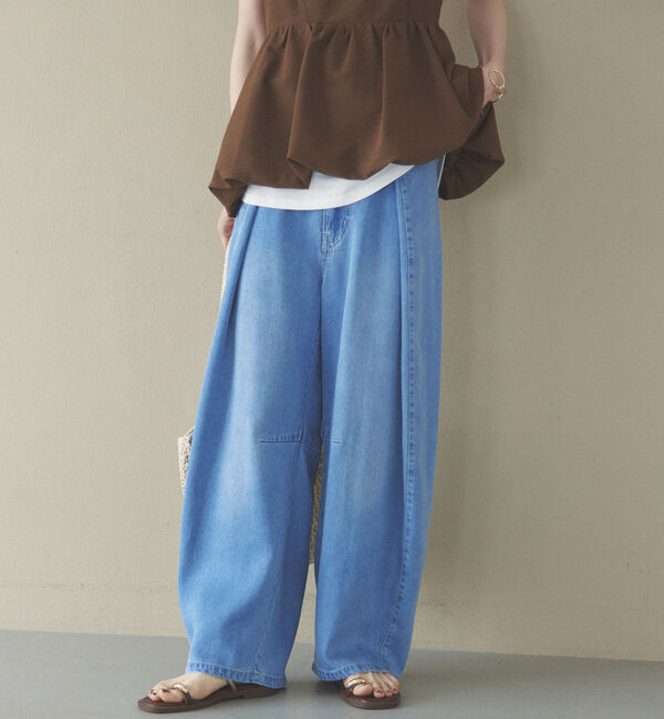 Doux archives「&rsquo;ソフトデニムワイドタックパンツ&rsquo;」|チノ|SAX