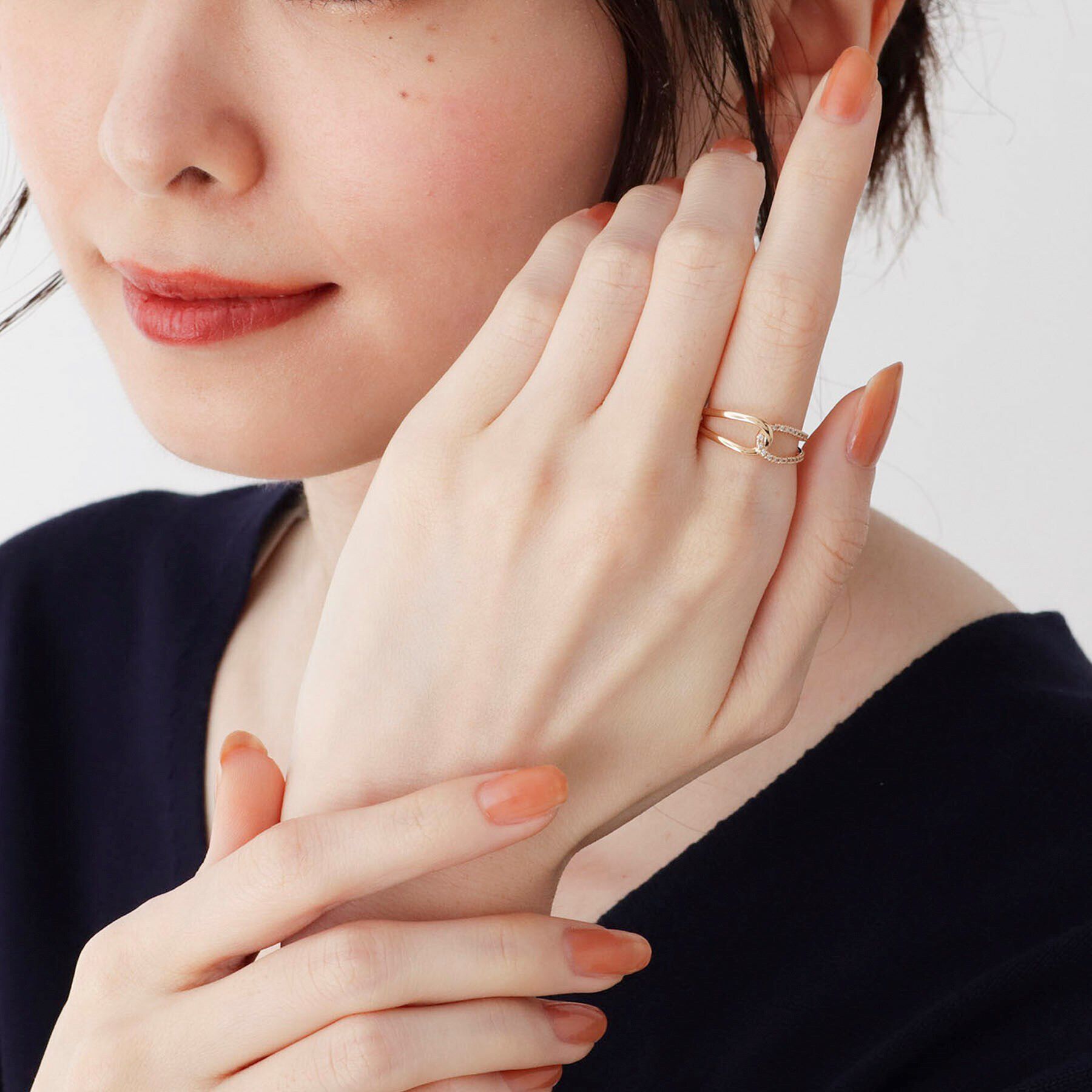 COCOSHNIK「K10ダイヤモンド ノットリング」|リング|