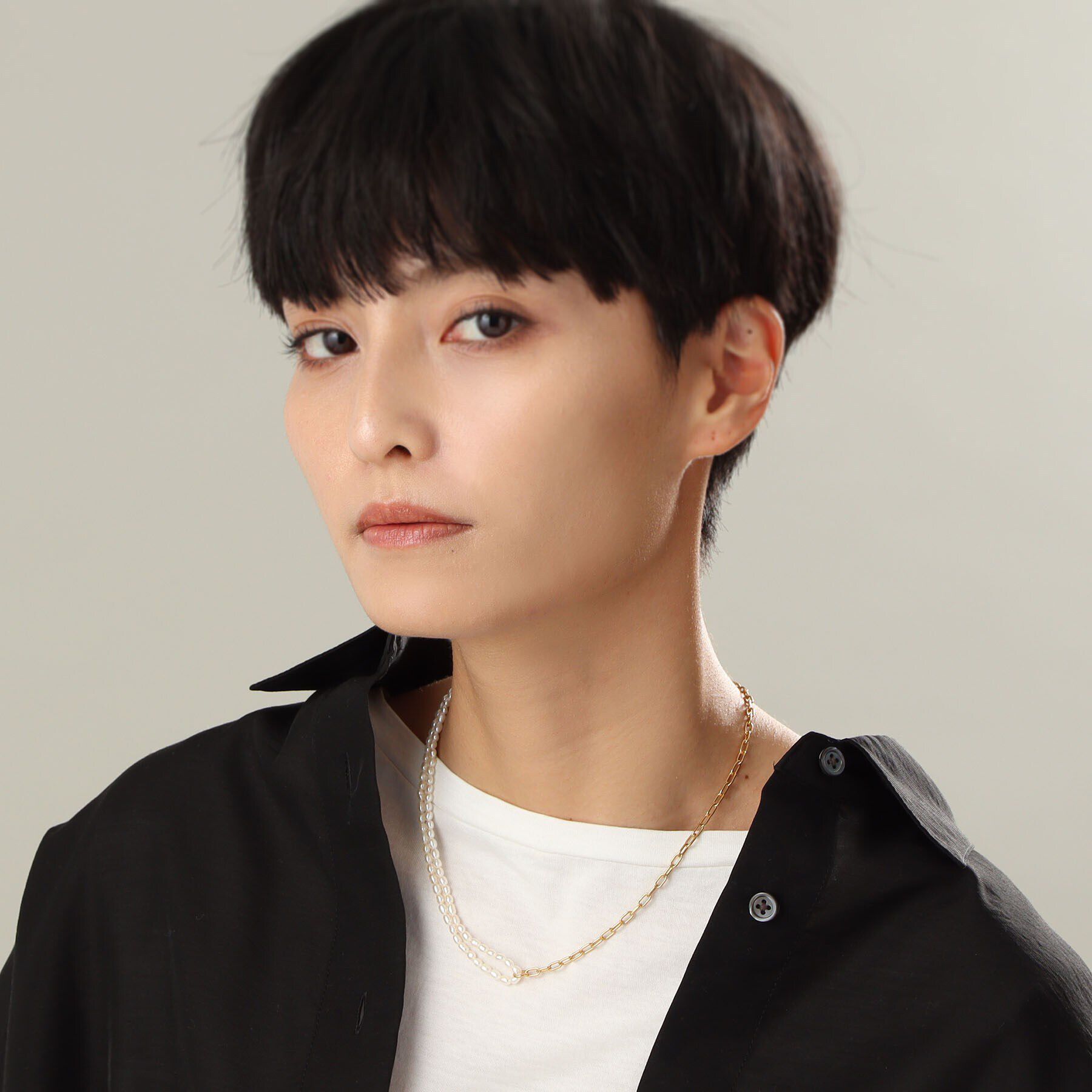 COCOSHNIK ONKITSCH「シルバー バロックパール ハーフチェーン ネックレス GP」|ネックレス|