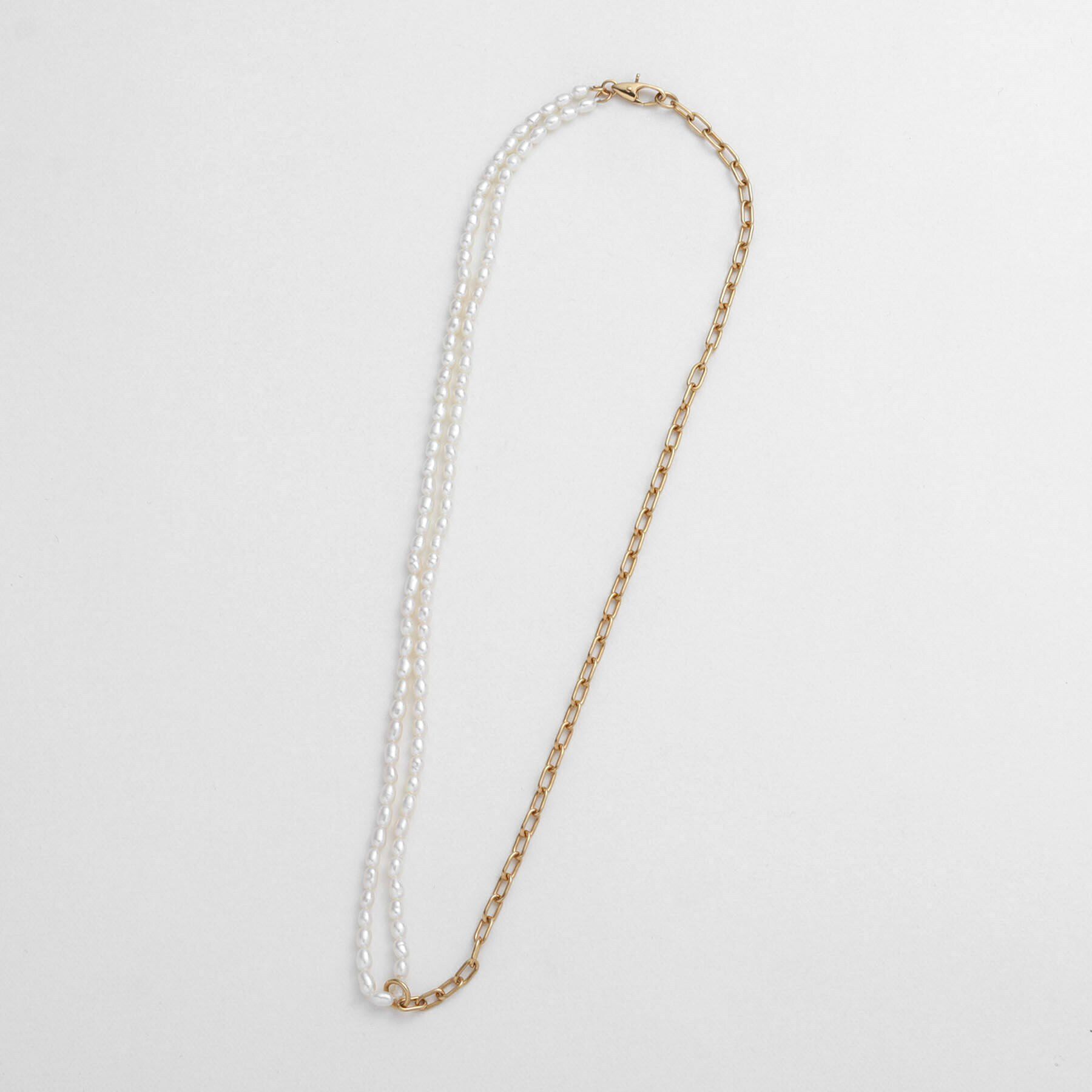 COCOSHNIK ONKITSCH「シルバー バロックパール ハーフチェーン ネックレス GP」|ネックレス|