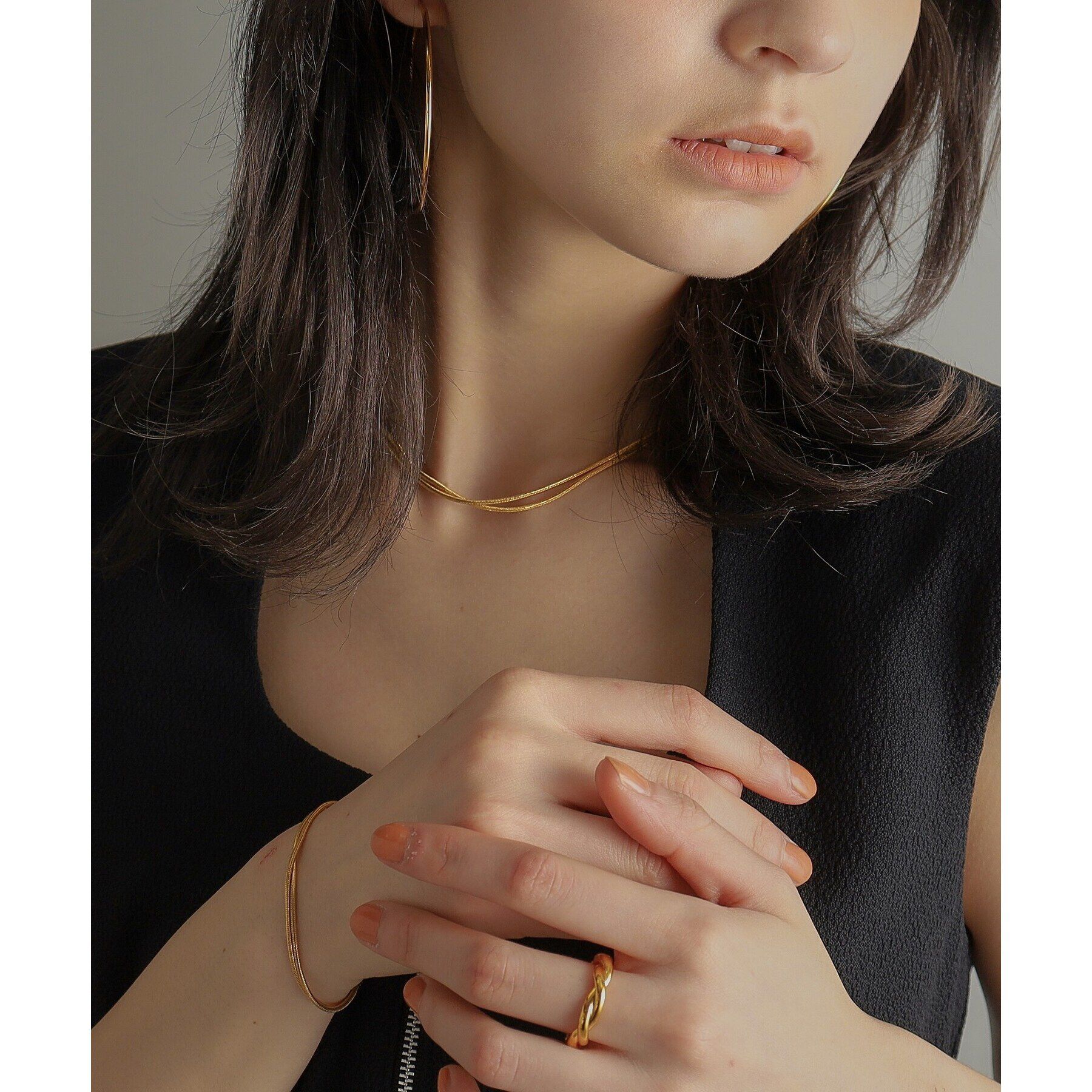 COCOSHNIK ONKITSCH「シルバー スネークチェーン ダブルネックレス GP」|ネックレス|