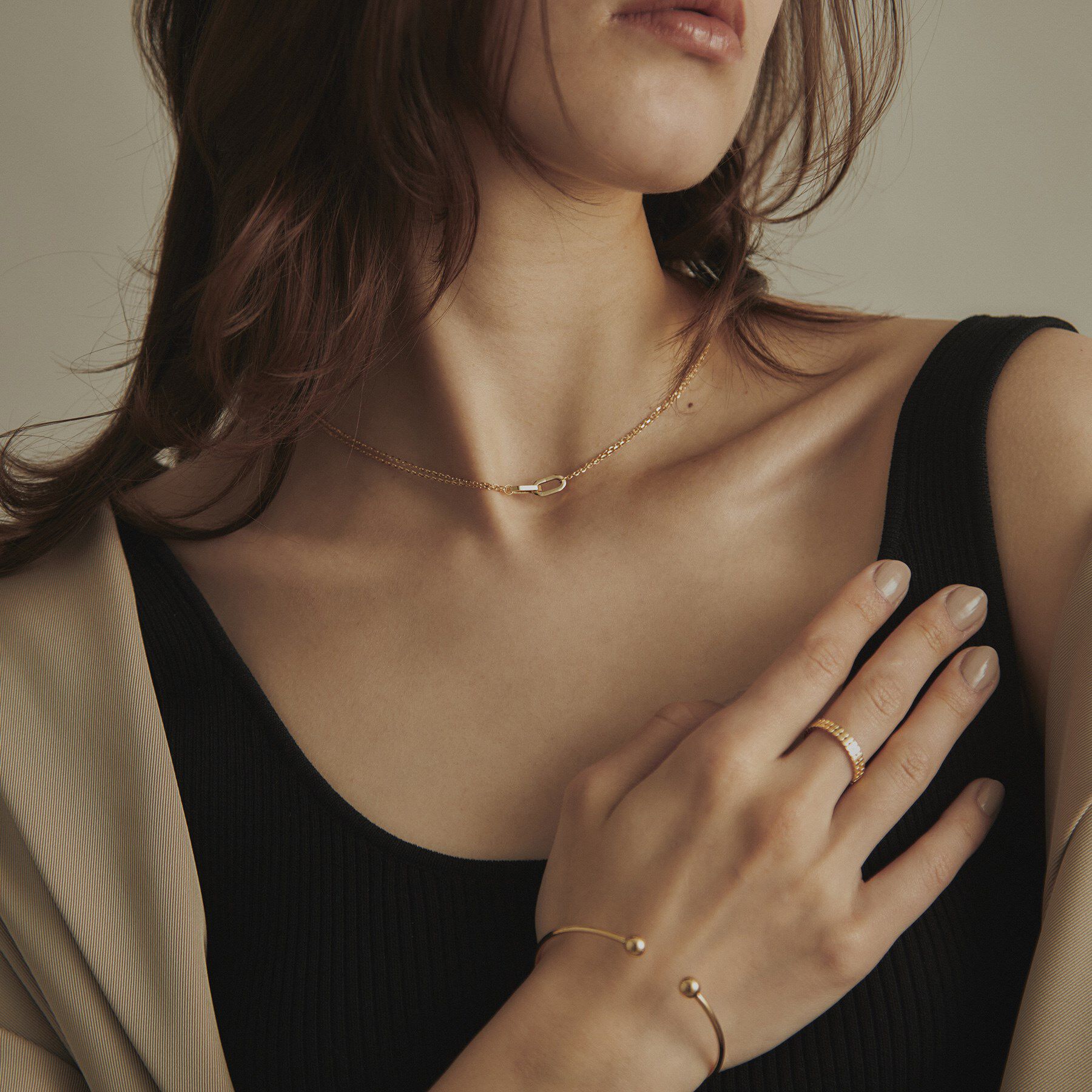 COCOSHNIK「K18中空オクタゴンリンクチェーン ネックレス」|ネックレス|