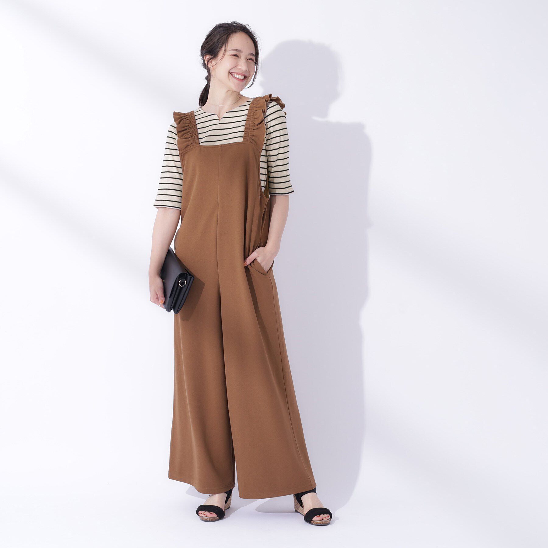 SHOO･LA･RUE「女性らしさをプラスする テレコハートネック 5分袖トップス」|Tシャツ・カットソー|