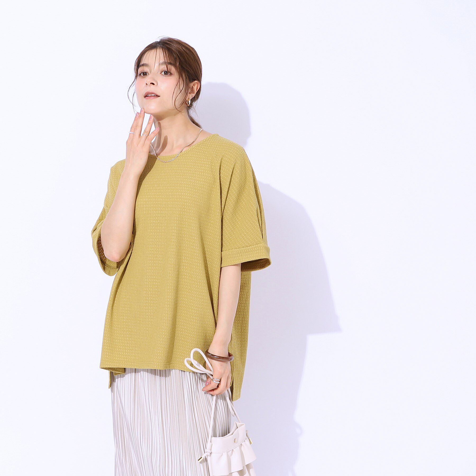 SHOO･LA･RUE「【涼やかリラクシー】アウトで決まる 5分袖ドルマントップス」|Tシャツ・カットソー|