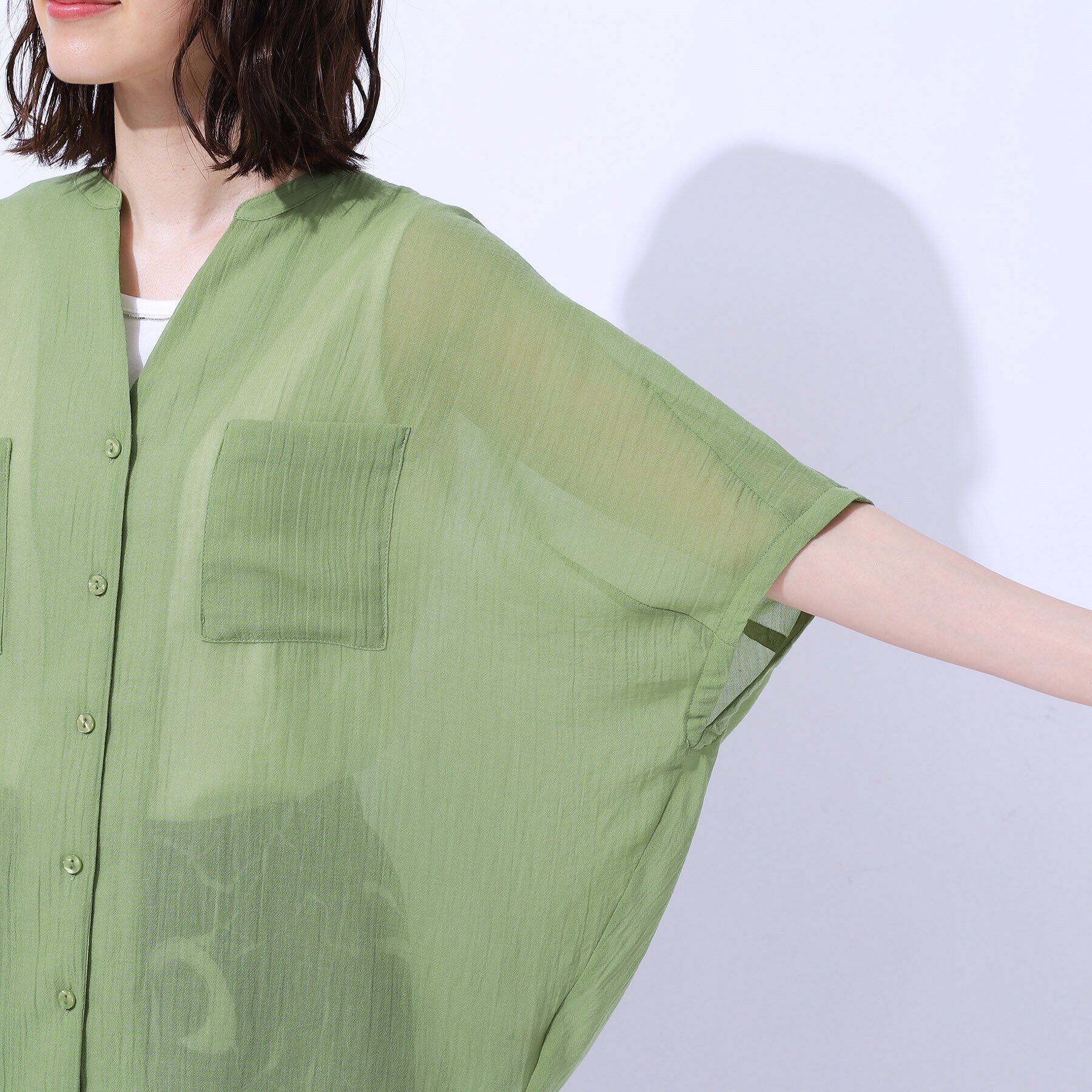 SHOO･LA･RUE「大人の透け感 ワッシャードルマンシャツ」|シャツ・ブラウス|