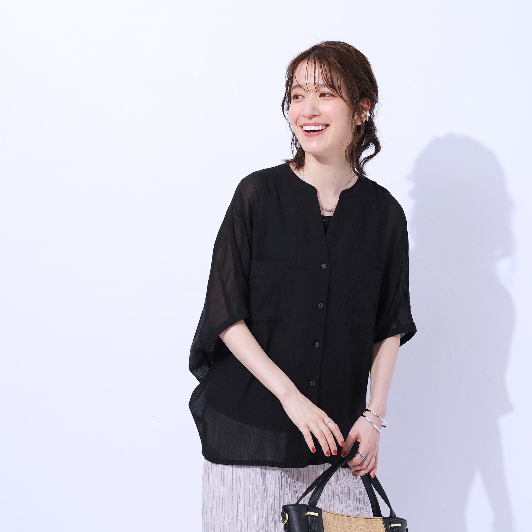SHOO･LA･RUE「大人の透け感 ワッシャードルマンシャツ」|シャツ・ブラウス|