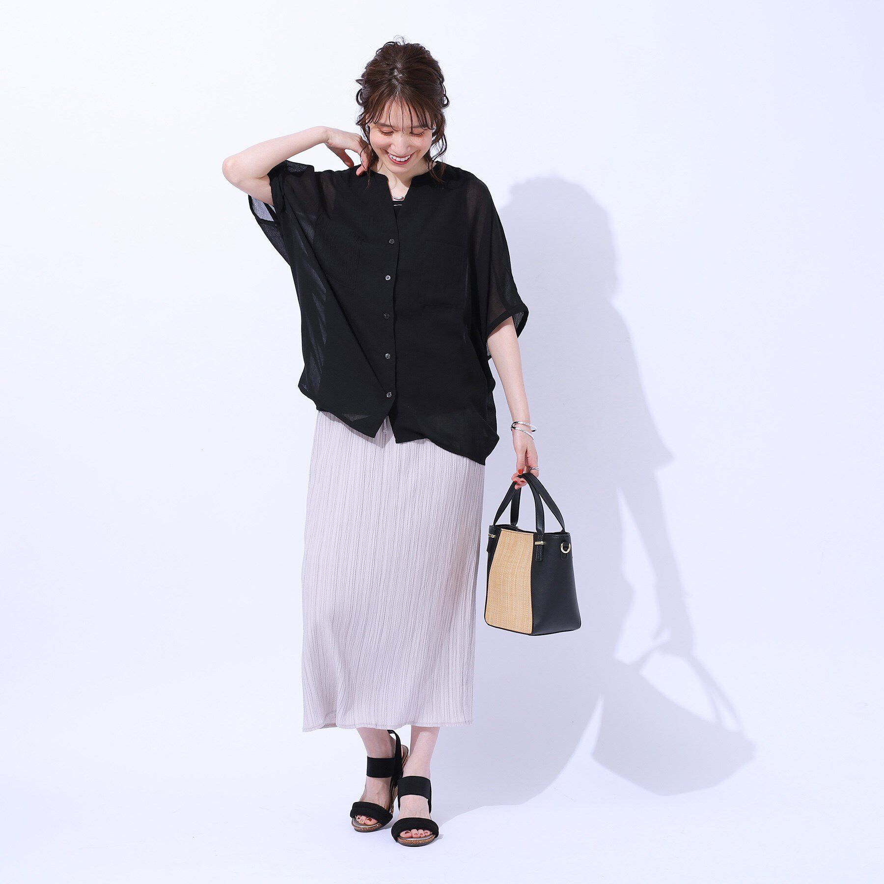 SHOO･LA･RUE「大人の透け感 ワッシャードルマンシャツ」|シャツ・ブラウス|