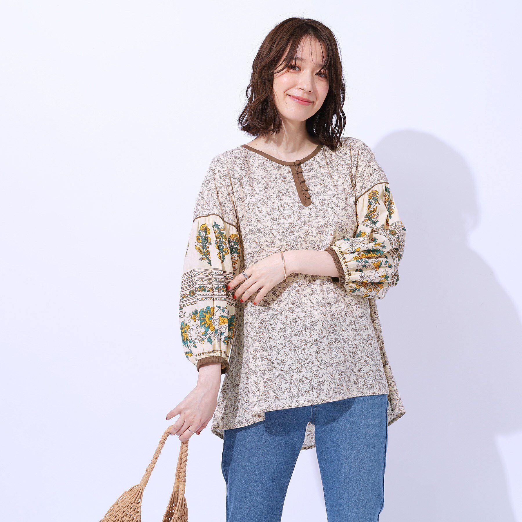 SHOO･LA･RUE「【洗える/インド綿100％】さらり軽やか お袖ボリュームブラウス」|シャツ・ブラウス|