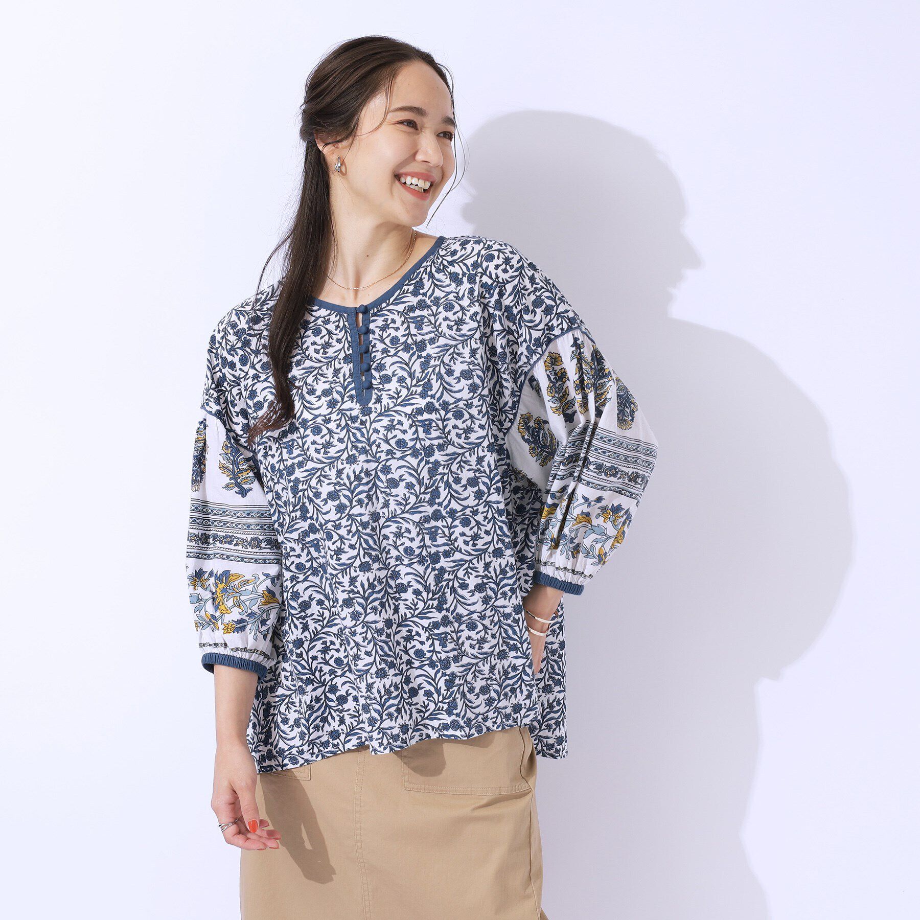 SHOO･LA･RUE「【洗える/インド綿100％】さらり軽やか お袖ボリュームブラウス」|シャツ・ブラウス|