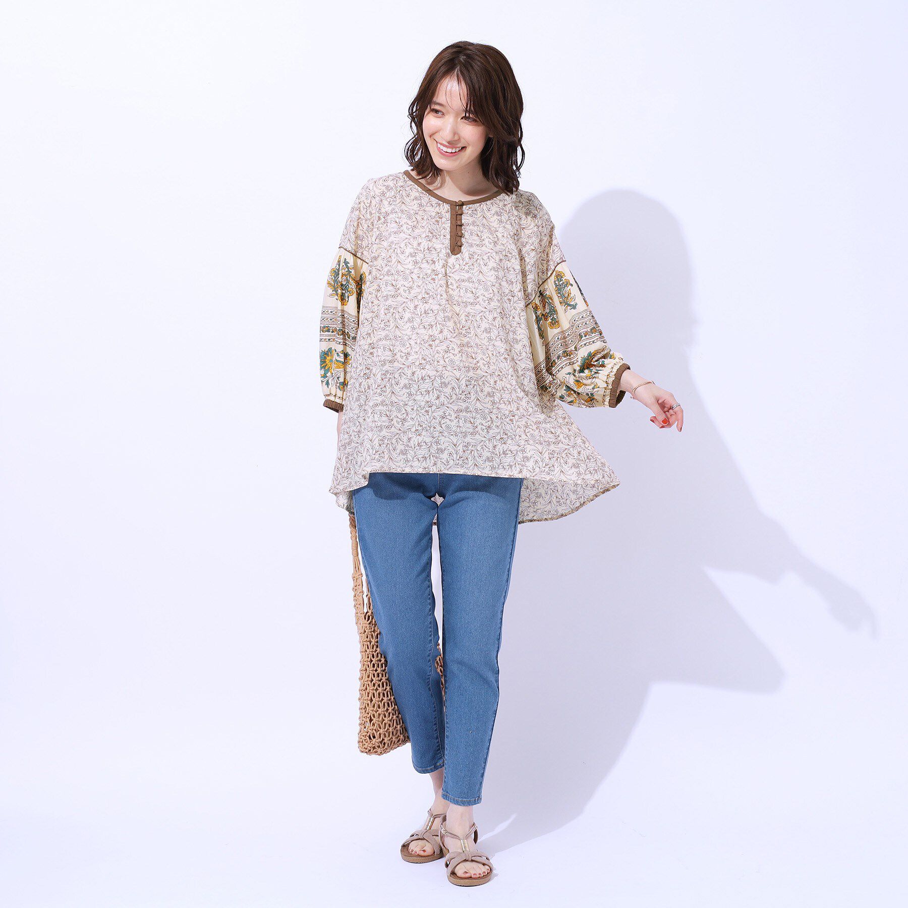 SHOO･LA･RUE「【洗える/インド綿100％】さらり軽やか お袖ボリュームブラウス」|シャツ・ブラウス|