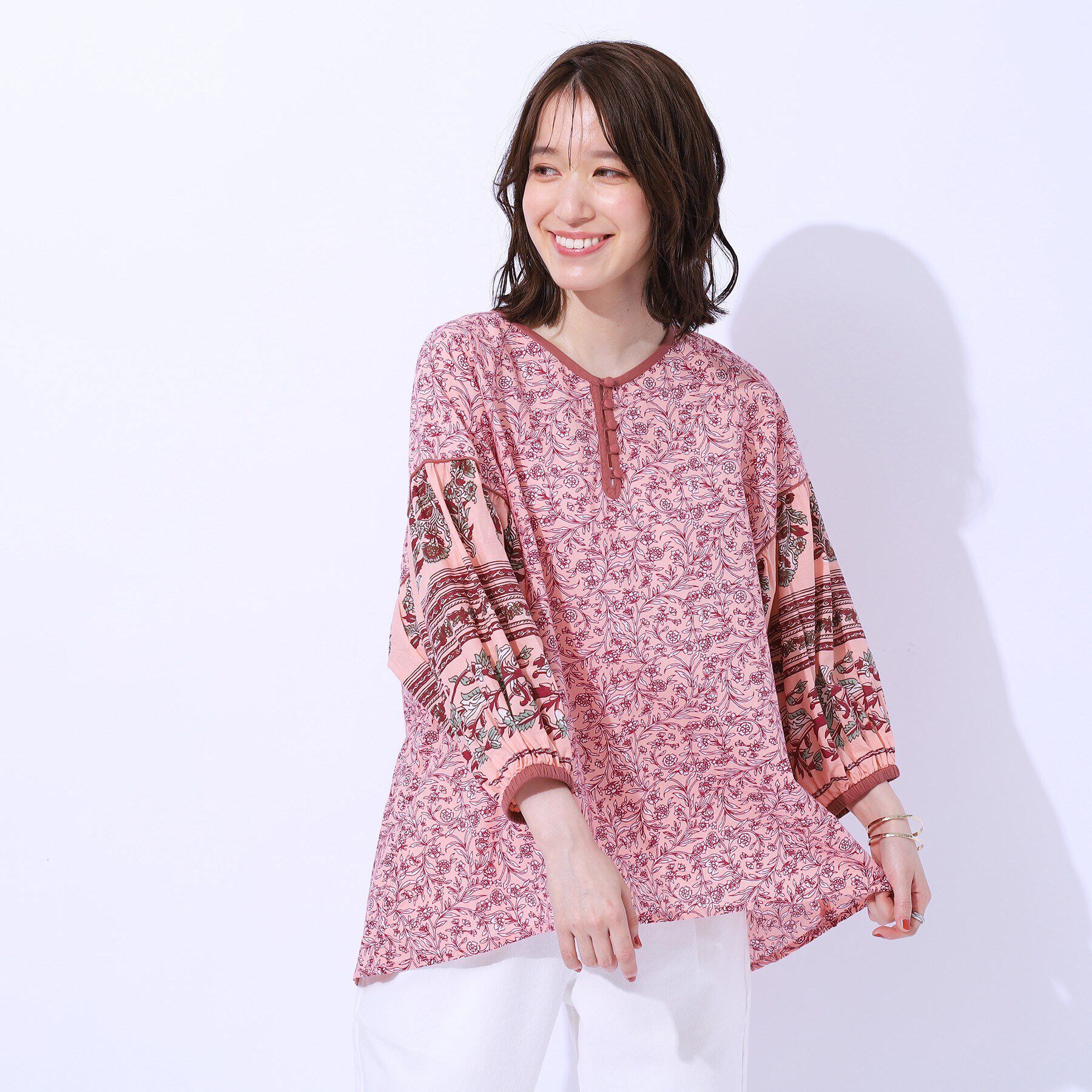 SHOO･LA･RUE「【洗える/インド綿100％】さらり軽やか お袖ボリュームブラウス」|シャツ・ブラウス|