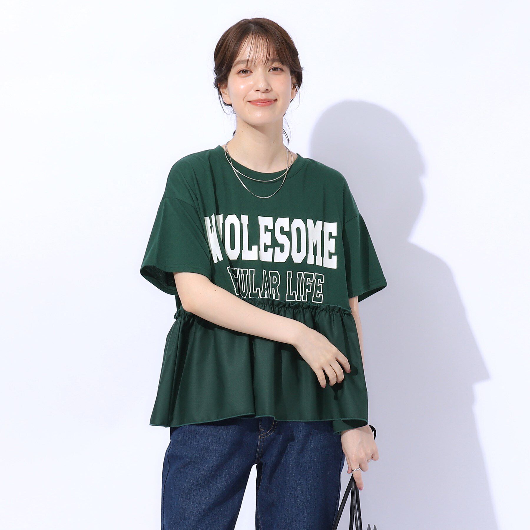 SHOO･LA･RUE「一枚でこなれ見え 裾フリル切り替えTシャツ」|Tシャツ・カットソー|
