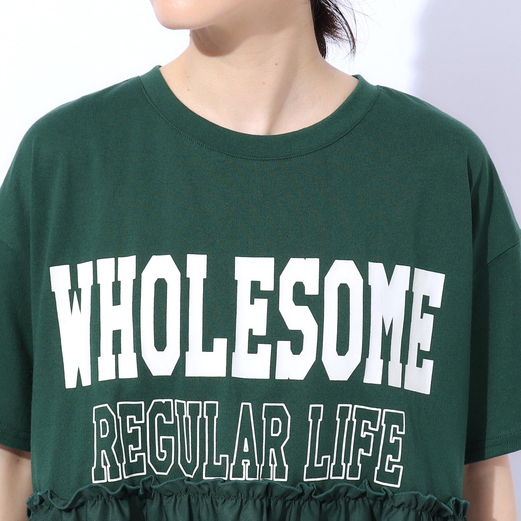 SHOO･LA･RUE「一枚でこなれ見え 裾フリル切り替えTシャツ」|Tシャツ・カットソー|