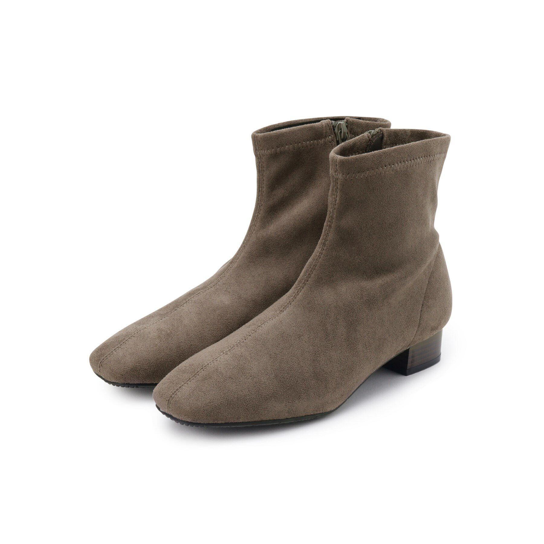 SHOO･LA･RUE「【22.5cm～25.0cm】軽くて歩きやすい ローヒール あったかストレッチブーツ」|ショートブーツ|トープ(054)