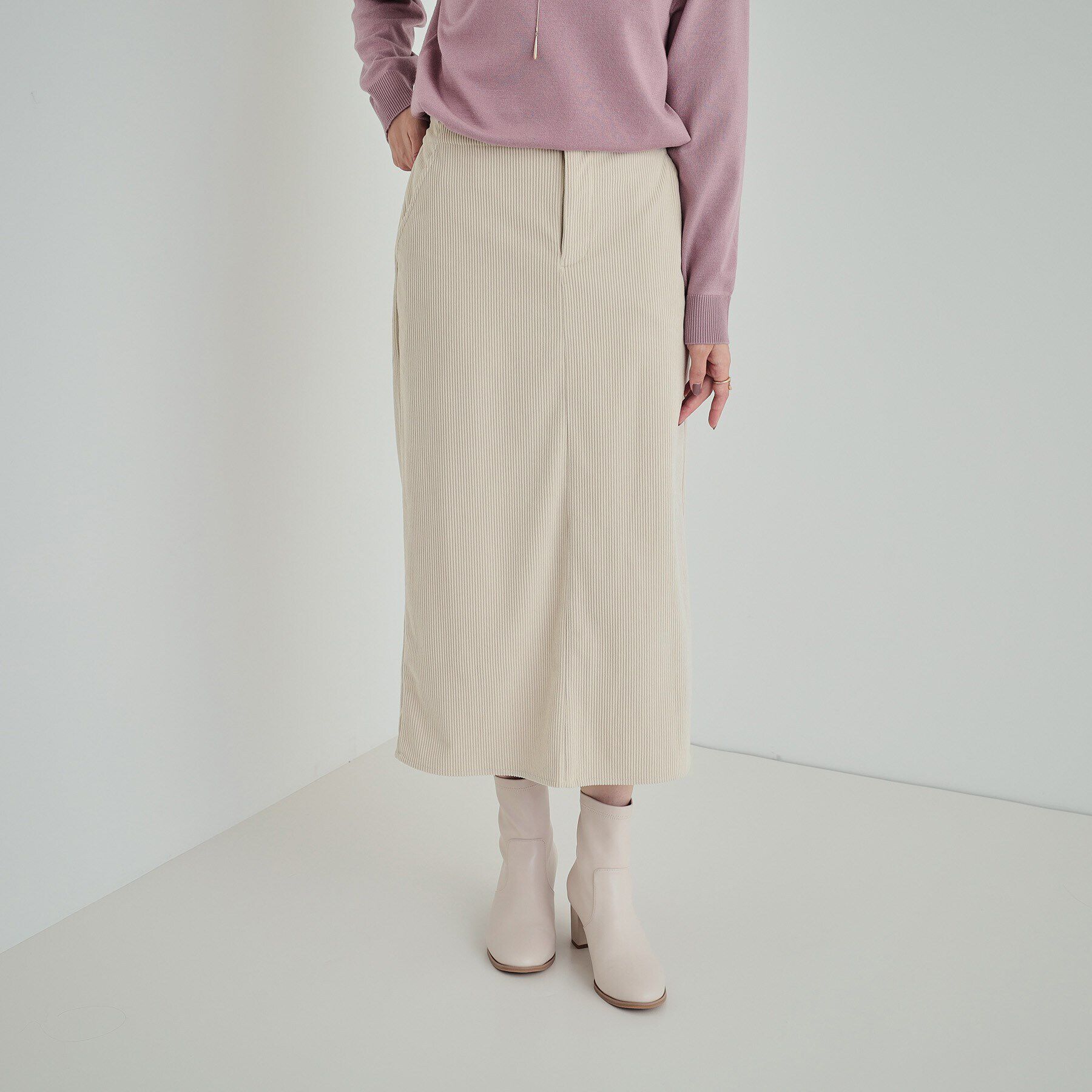 SHOO･LA･RUE「【洗える】あったかコーデュロイナロースカート」|スカート|