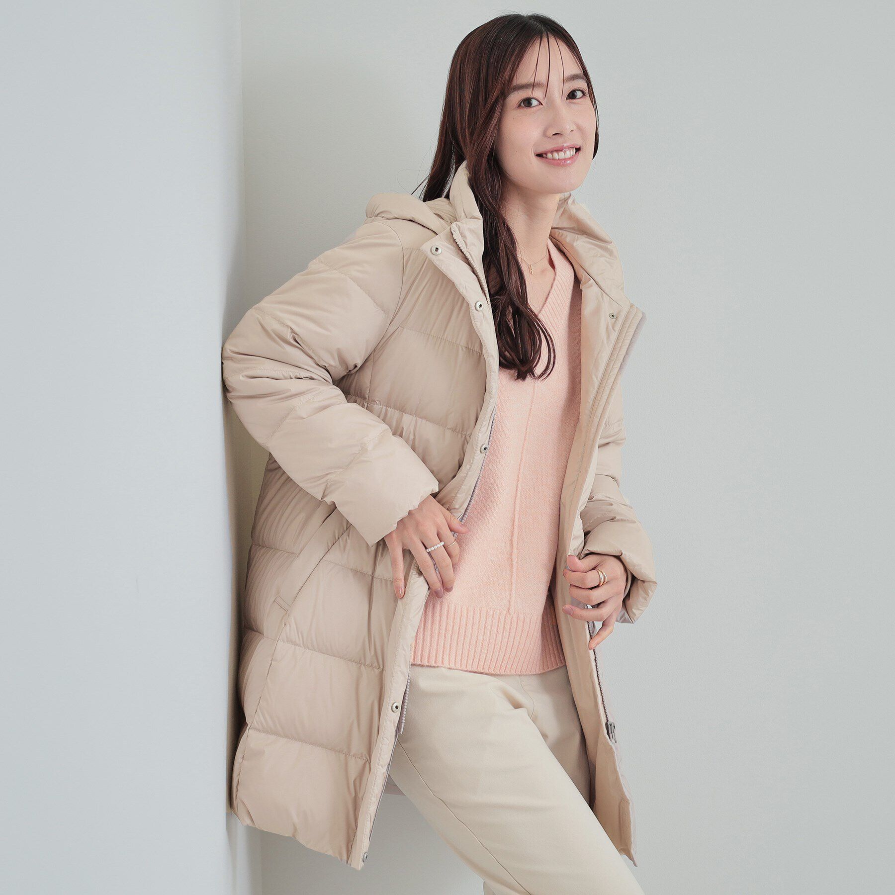 SHOO･LA･RUE「【洗える/撥水】10の欲張りを満たす ダウンコート」|ダウン|ベージュ(052)