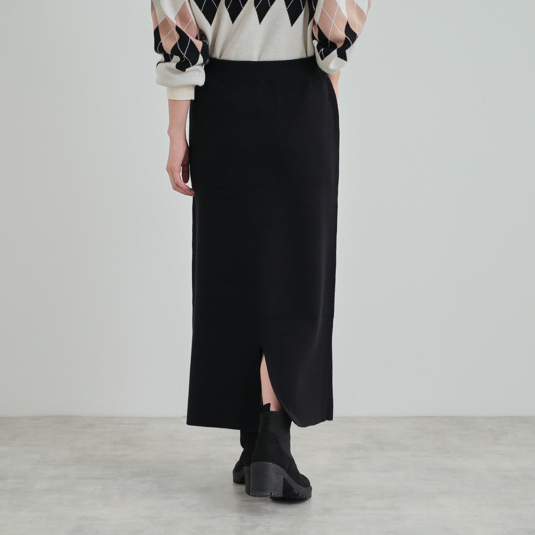 SHOO･LA･RUE「【高レビュー/洗える/セットアップ可】 着る度うっとり もちもちチェック柄ニットナロースカート」|スカート|