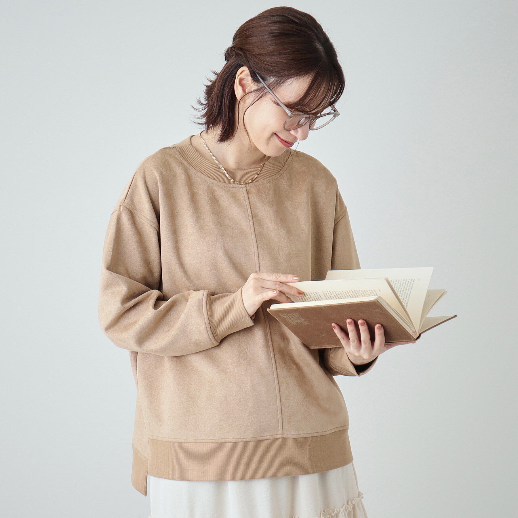 SHOO･LA･RUE「【S-LL】なめらかスエード調トップス」|Tシャツ・カットソー|キャメルブラウン(0