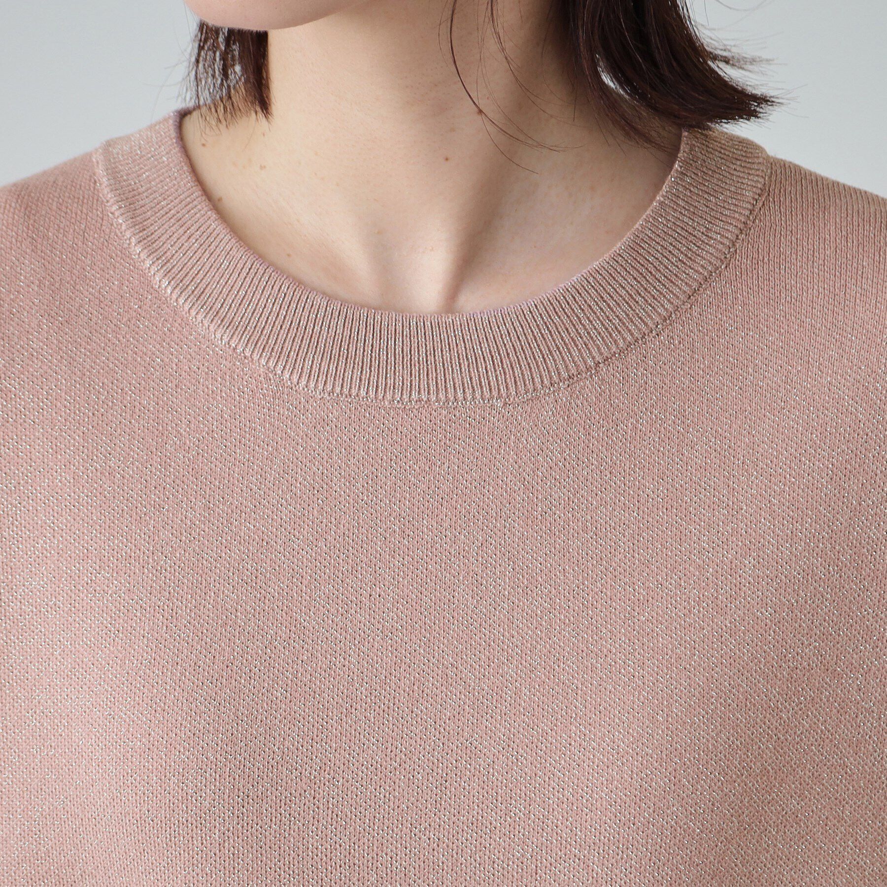 SHOO･LA･RUE「【洗える/S-LL】シンプルながら華やか ラメ入りスウェットライクニット」|ニット・セーター|