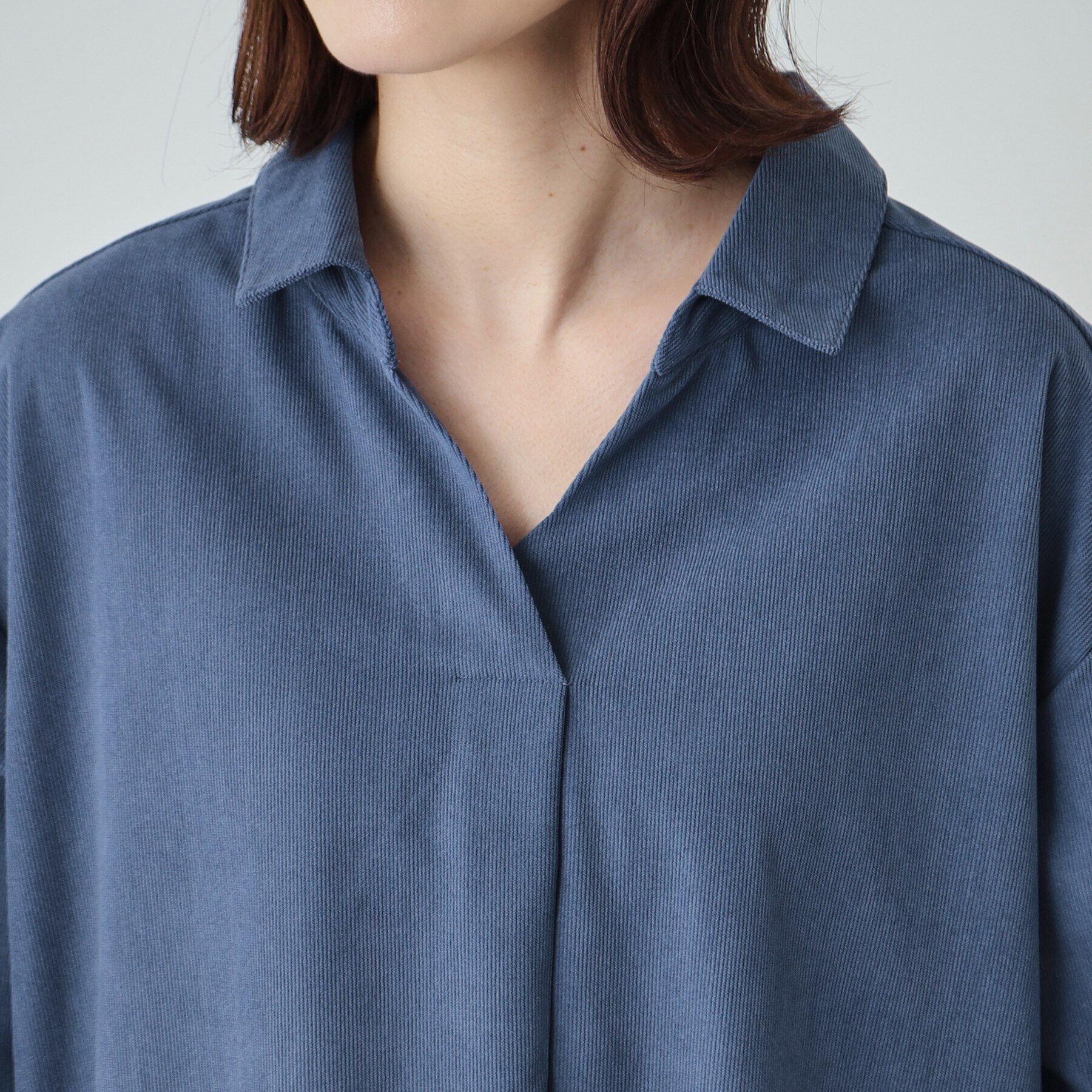 SHOO･LA･RUE「【洗える/S-LL/体型カバー】大人の上品カジュアル コーデュロイ スキッパーチュニック」|チュニック|