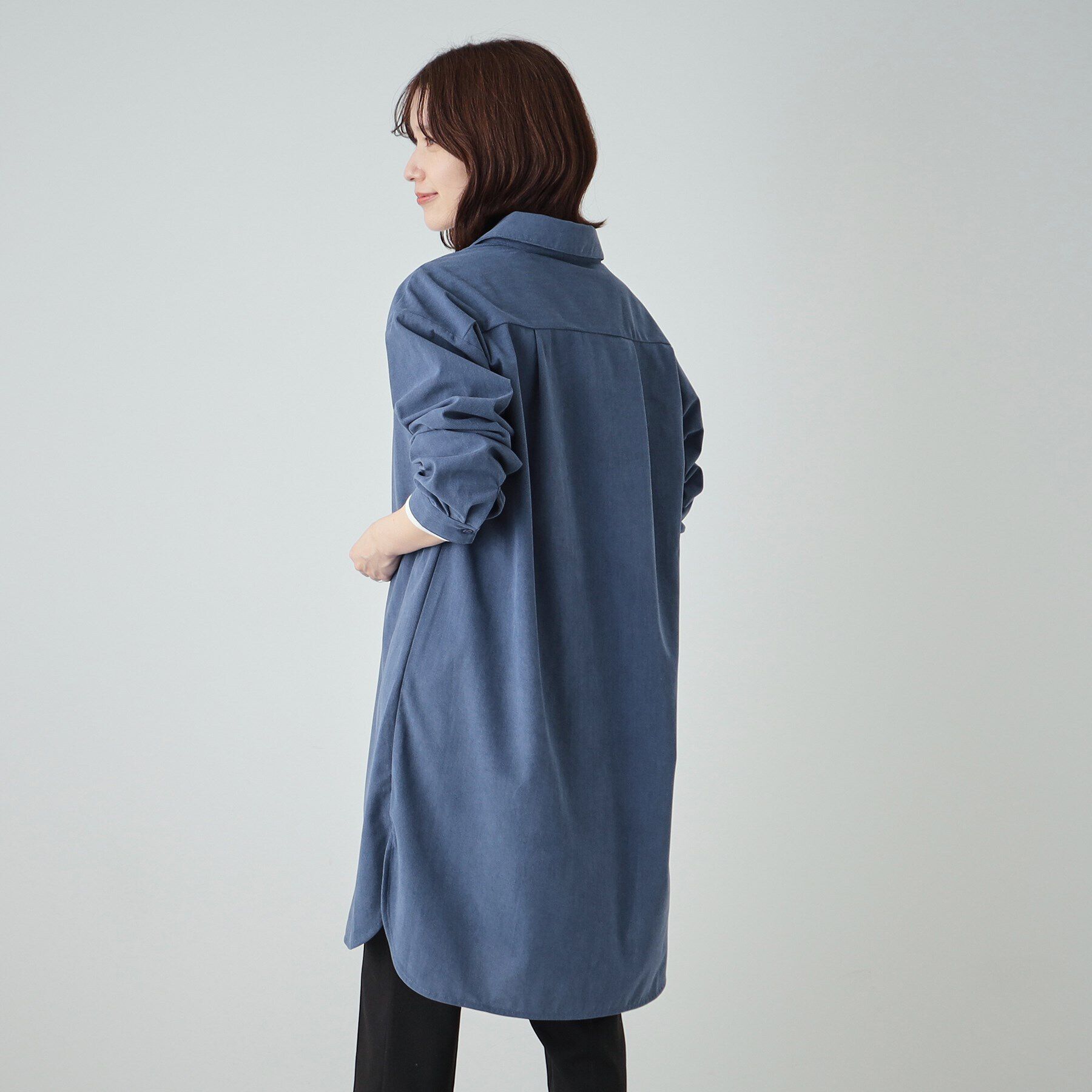 SHOO･LA･RUE「【洗える/S-LL/体型カバー】大人の上品カジュアル コーデュロイ スキッパーチュニック」|チュニック|