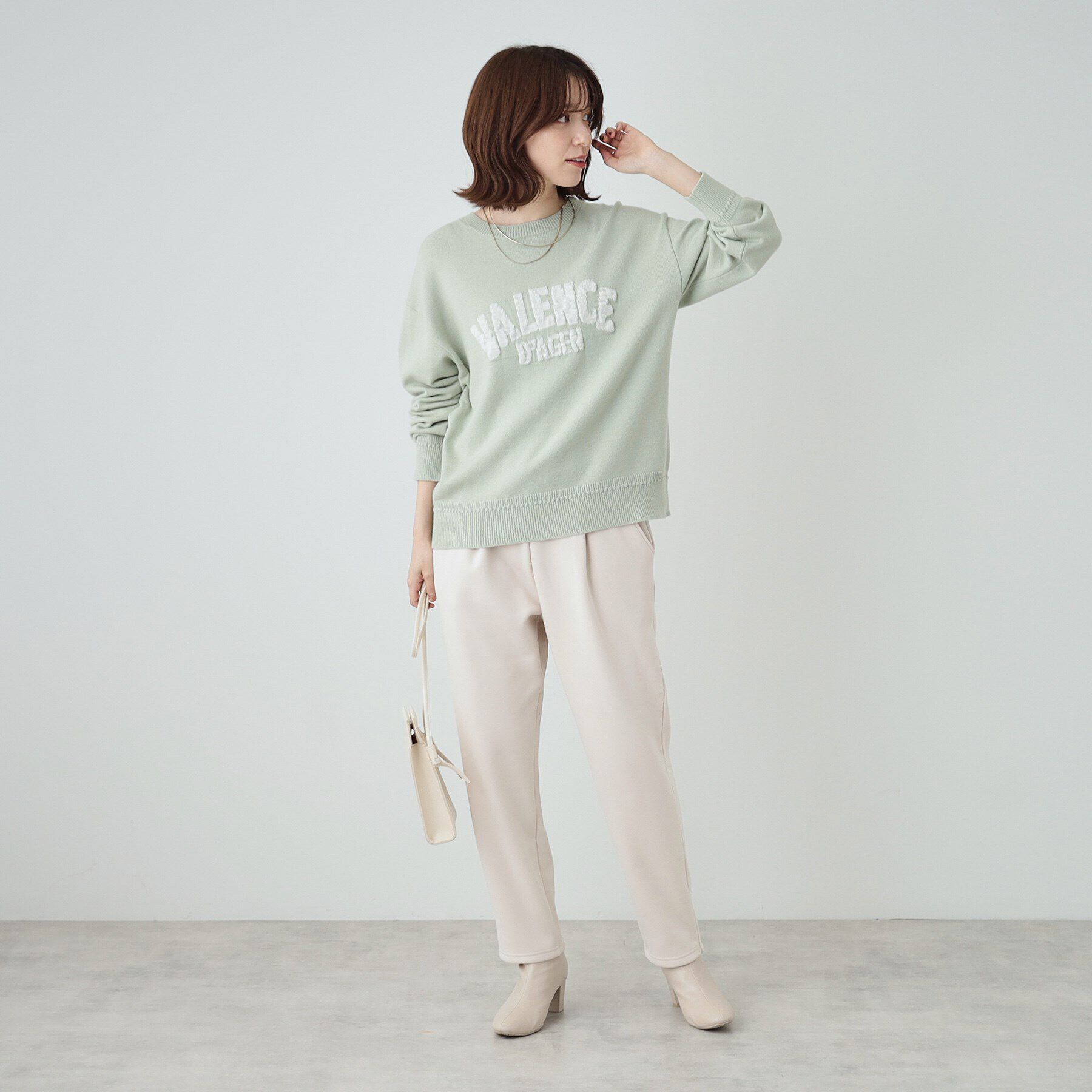 SHOO･LA･RUE「【静電気軽減/洗える/S-LL】もちもち ふっくらロゴニット」|ニット・セーター|