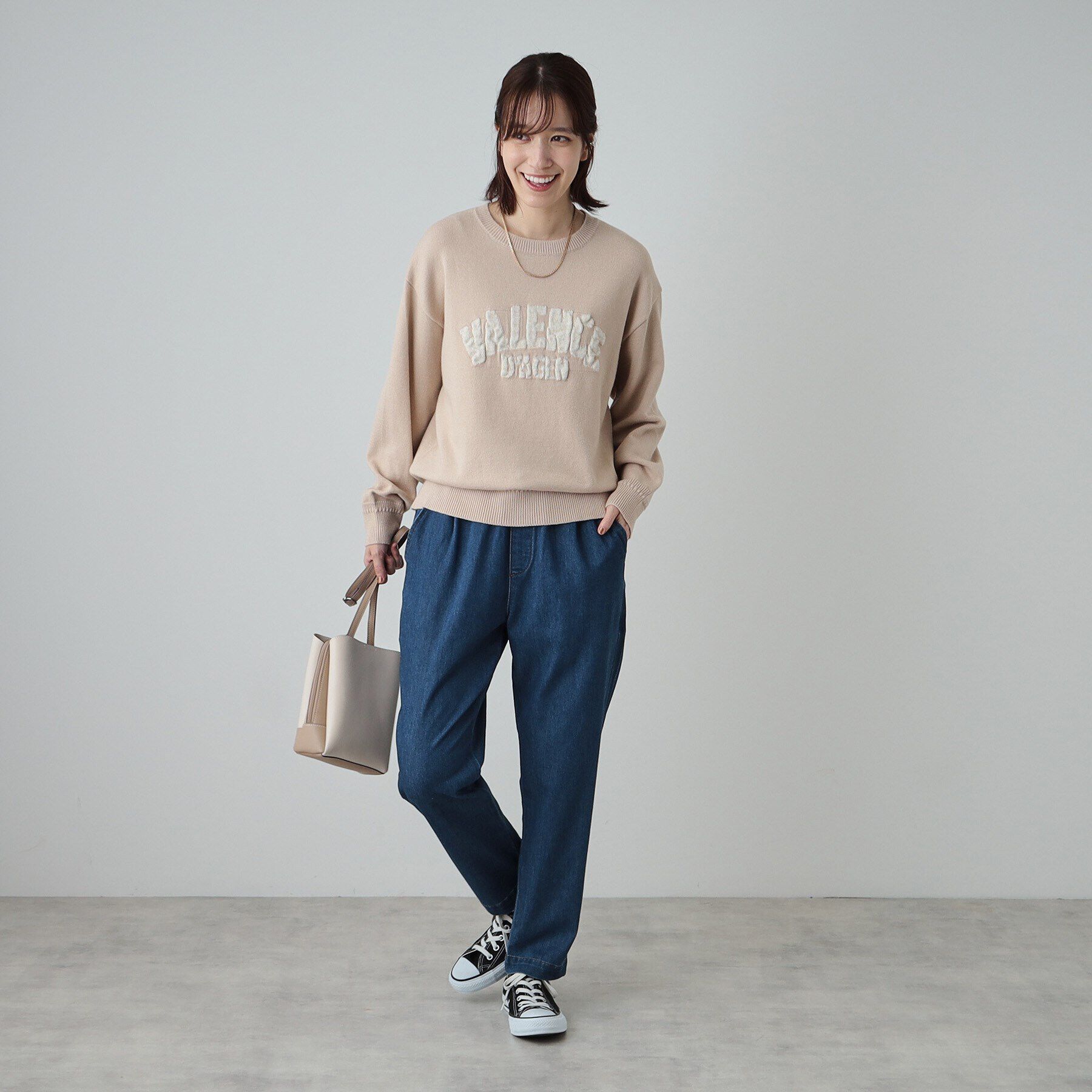 SHOO･LA･RUE「【静電気軽減/洗える/S-LL】もちもち ふっくらロゴニット」|ニット・セーター|