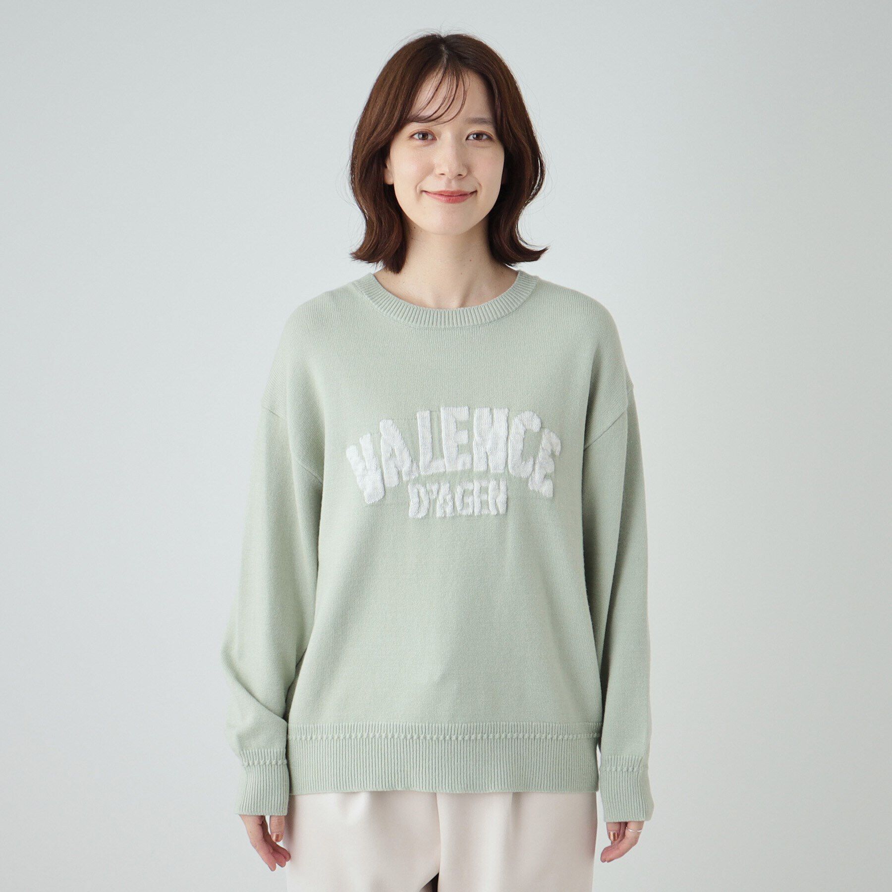 SHOO･LA･RUE「【静電気軽減/洗える/S-LL】もちもち ふっくらロゴニット」|ニット・セーター|